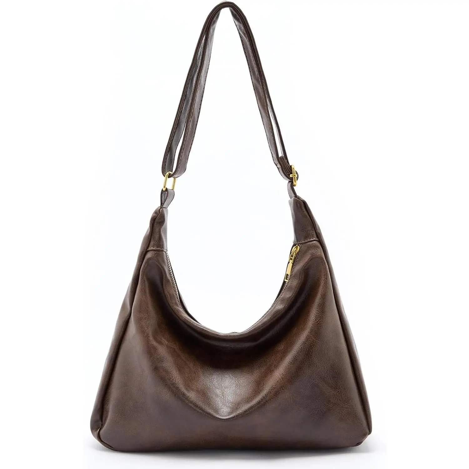 Slouchy  Bag for Women, Foldable Crossbody Hobo Purse in PU Leather | Adjustable strap, polycotton lining, five organized pockets, fits up to a 12.9-inch tablet
