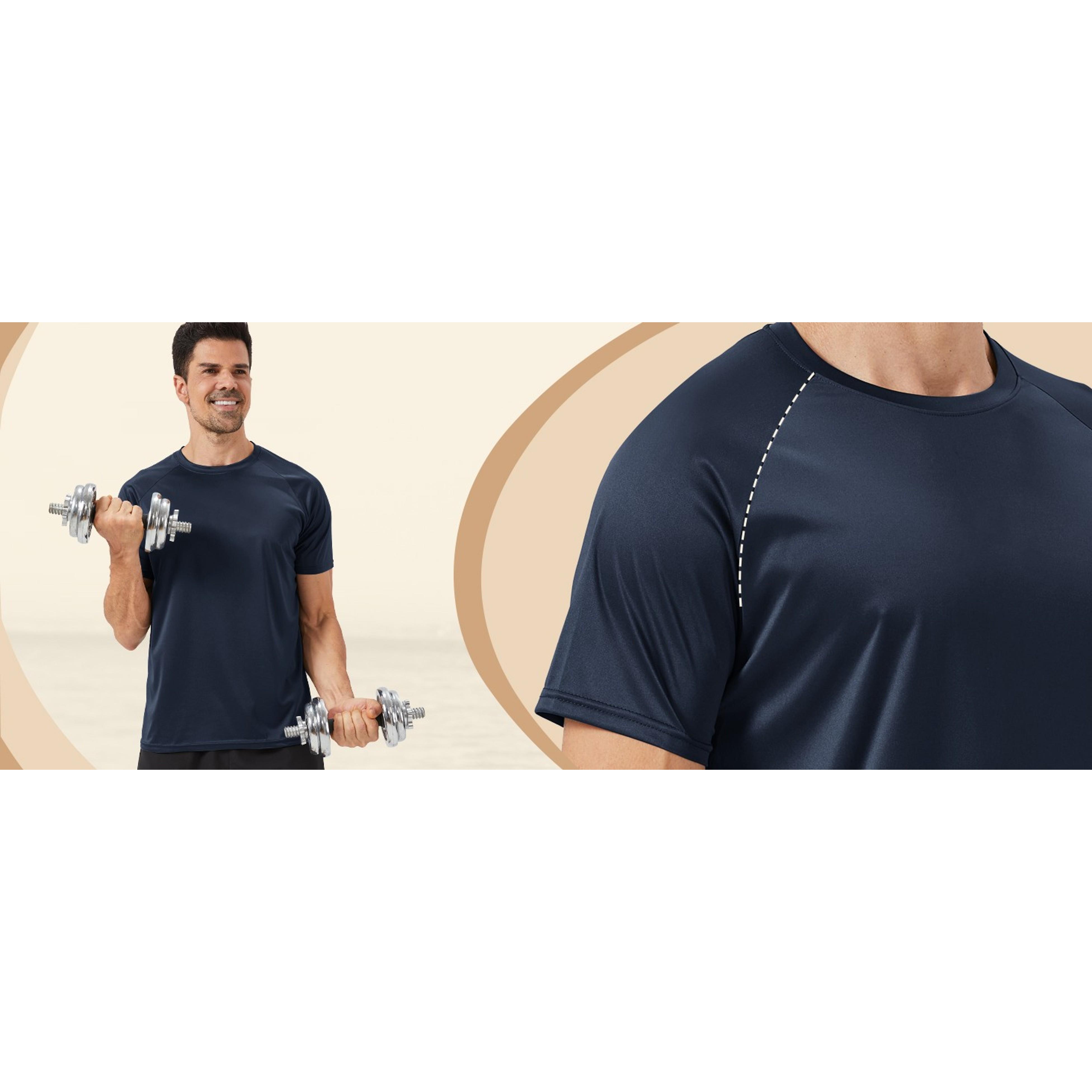 BOOJO Workout Mens Shirts - Casual Black Quick Dry Moisture Wicking T-Shirts Crew Neck Short Sleeve for Gym Athletic Running