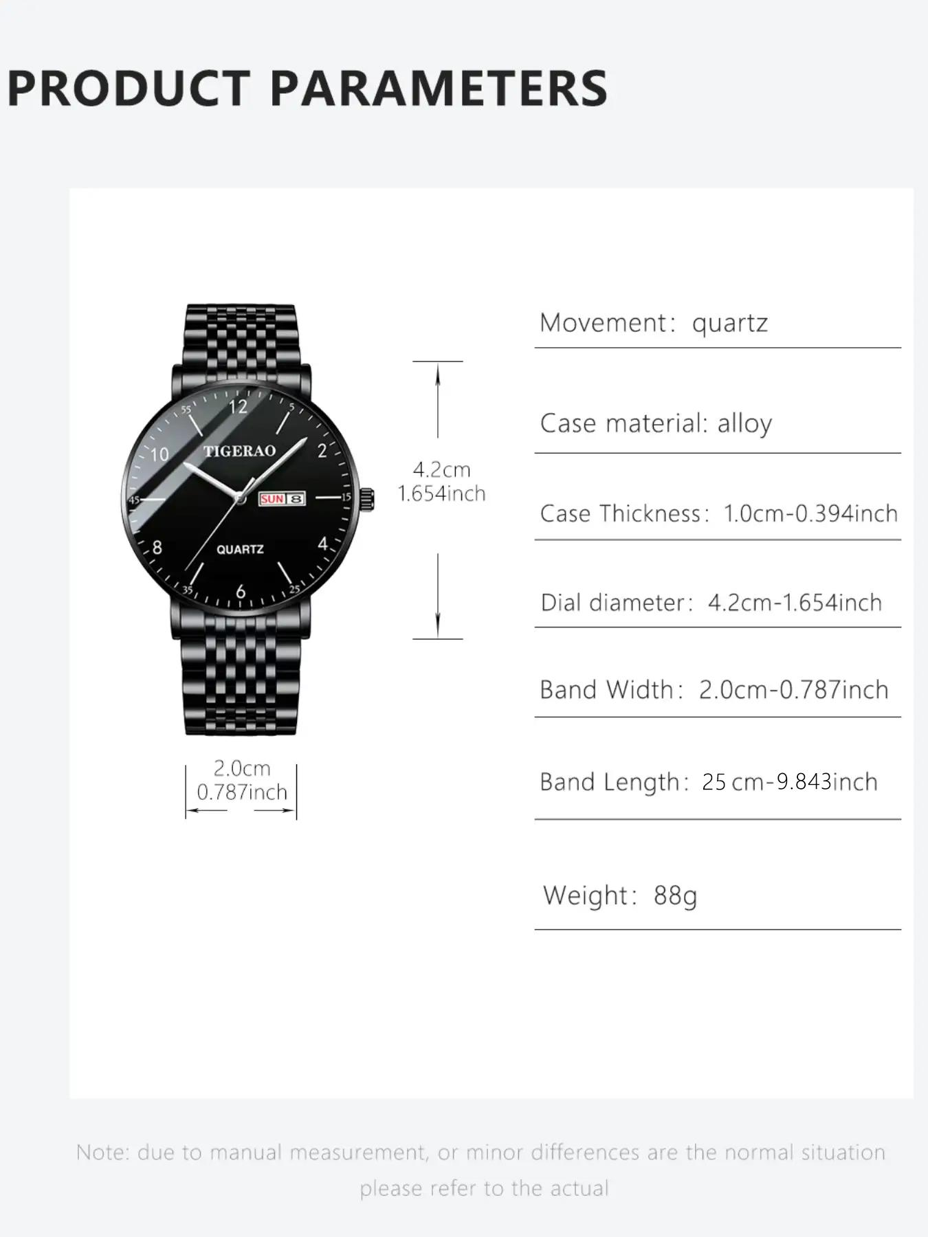 Men's Classic Business Fashion Round Dial Quartz Watch, Luminous Pointer Design Wristwatch for Men, Ideal Holiday Gift for Men, with Box