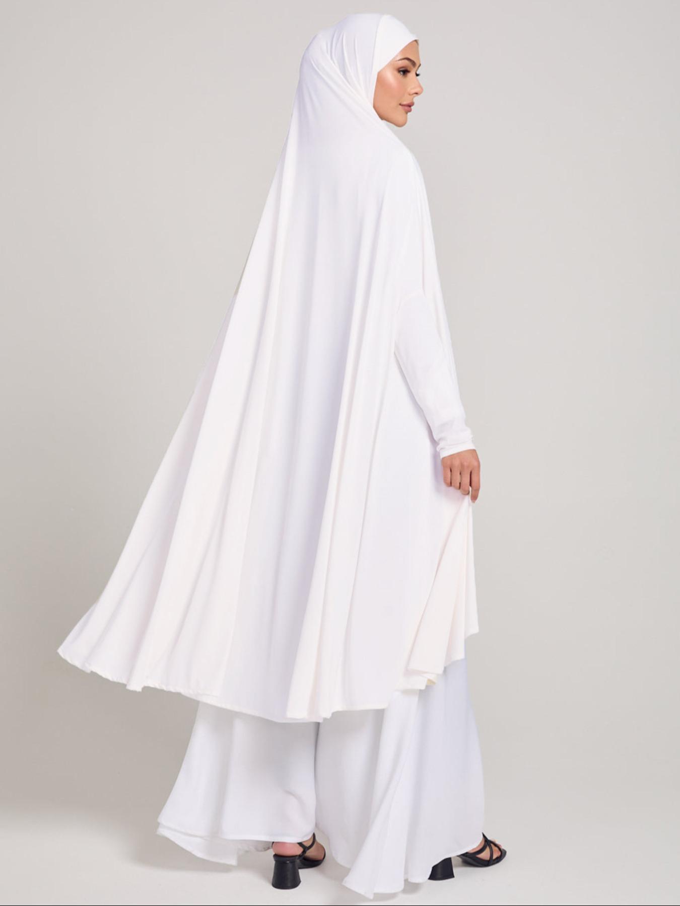 Women's Fashion Plain Long Headscarf with Sleeve Cover, Crystal Abaya Hijab, Suitable for Daily Outdoor Sun Protection