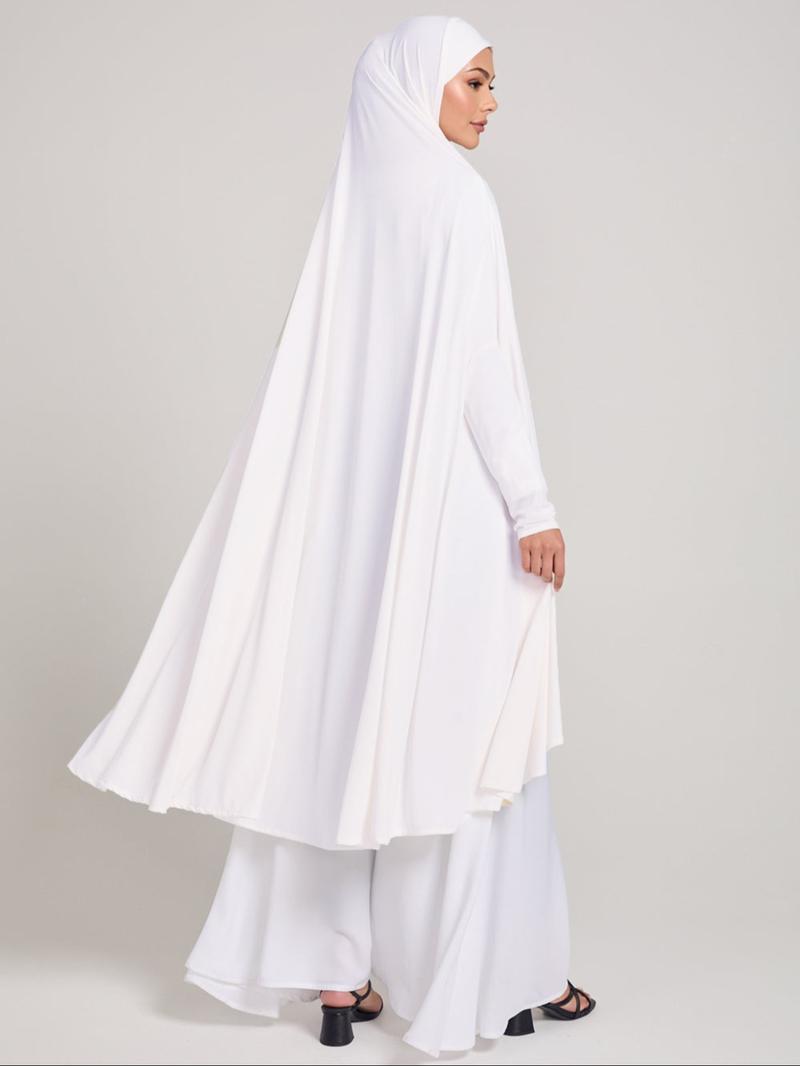 Women's Fashion Plain Long Headscarf with Sleeve Cover, Crystal Abaya Hijab, Suitable for Daily Outdoor Sun Protection