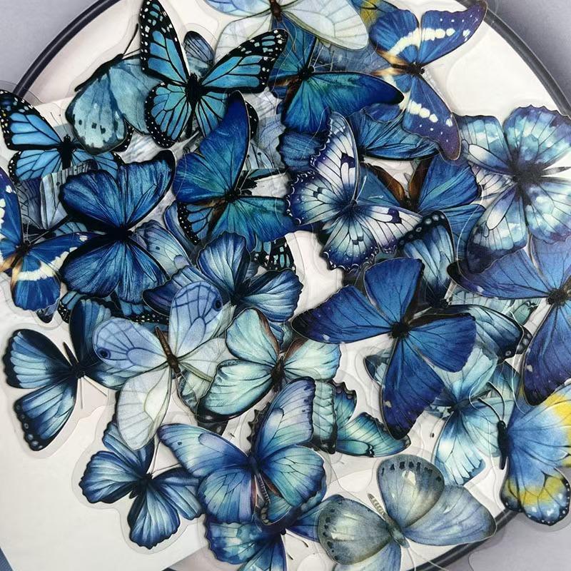 Cute Butterfly Sticker Pack, 40 Pcs Pet Transparent Waterproof DIY Decorative Stickers, Perfect for Water Cups and Crafts