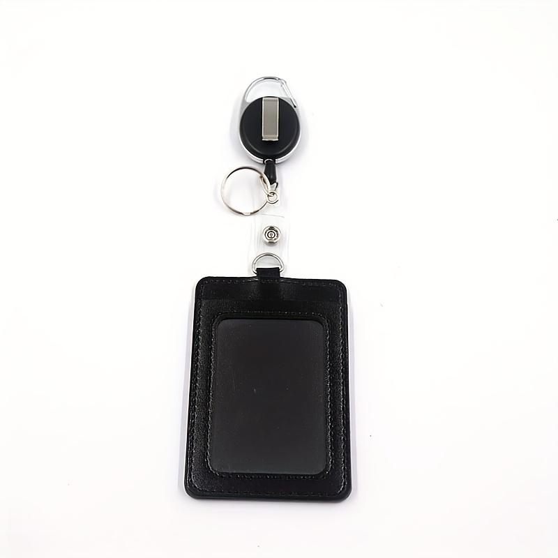 1pc/Fashion Black ID Card Holder with Retractable Sliding Cover - Suitable for Bus Cards, ID Cards, and Brand Cards