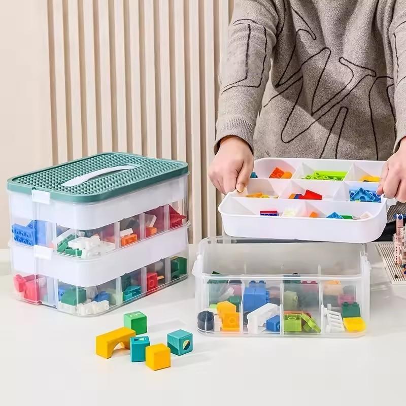 3-Layer Toy Storage Box, Plastic Organizer Bin, Home Organizer, Lego Brick Stackable Container, Game Room Storage Box, Fits Lego, Board Games, Mini Figures