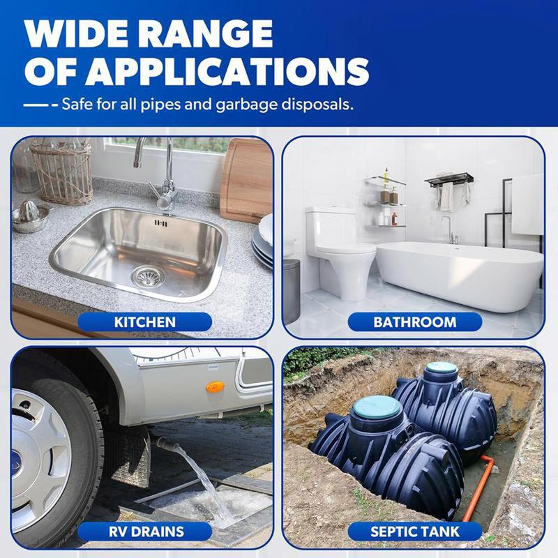 Dissolves 200 Types of Clogs Kills 99% Bacteria for Kitchen Sinks Shower Drains Bathtubs