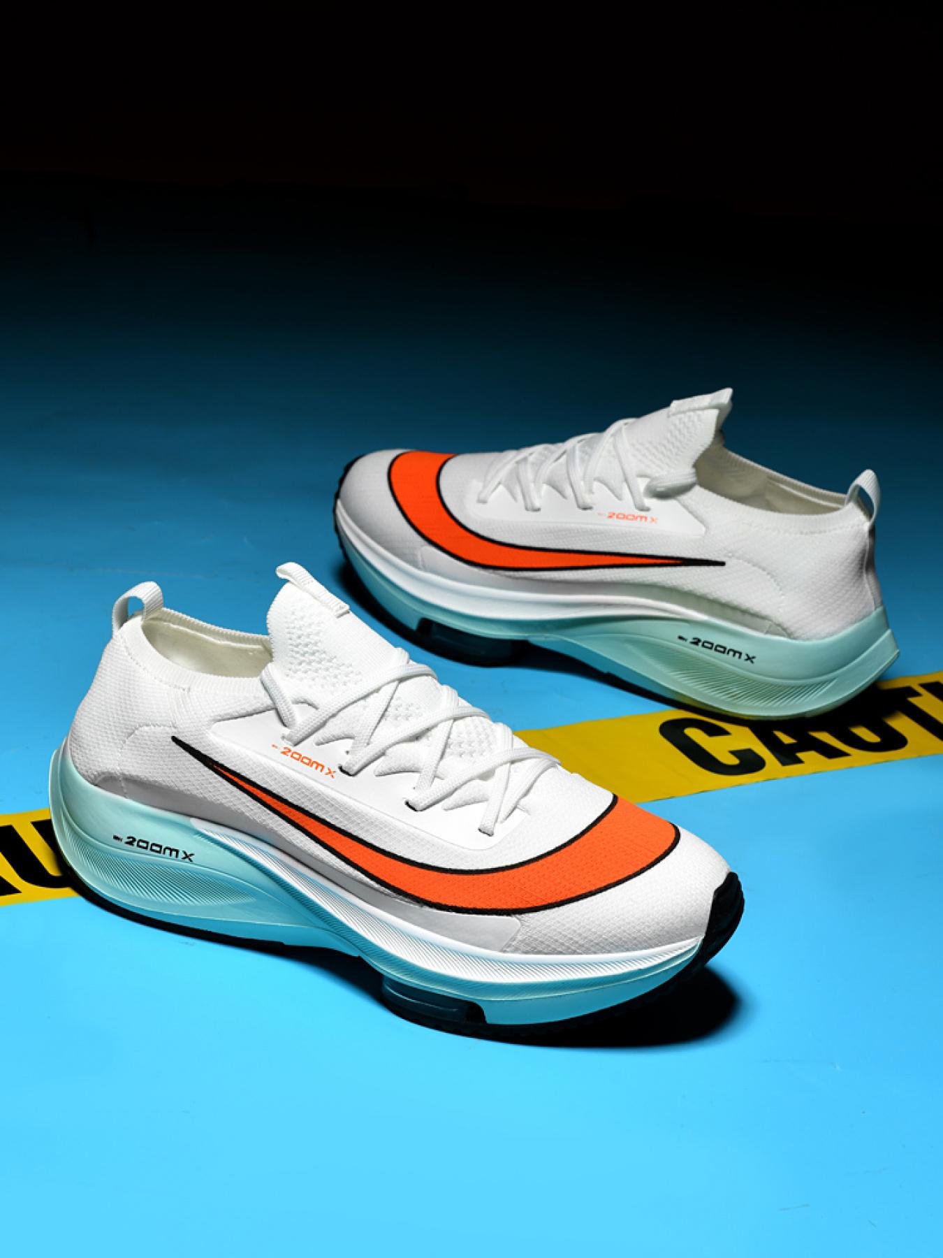 Men Sports Running Shoes Casual Marathon Air Cushion Sneakers Leather Breathable Lightweight Male Comfortable Athletic Nonskid Casual Sneakers Hiking Outdoor Footwear