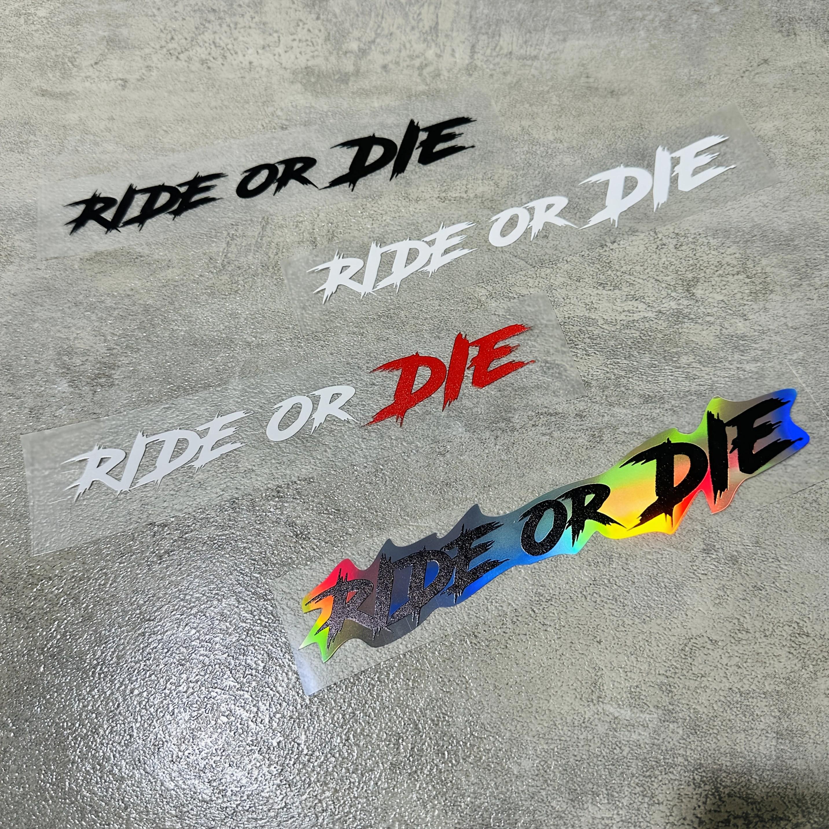 SC MOTO GN Ride or Die Lettering Sticker - Waterproof Vinyl Stickers Suitable for Motorcycle Helmets, Canned Tops, Motorcycles, and Road Vehicles - Scratch Resistant Decoration, Outdoor Use, Bright Colors, Motorcycle Accessories, Motorcycle Stickers