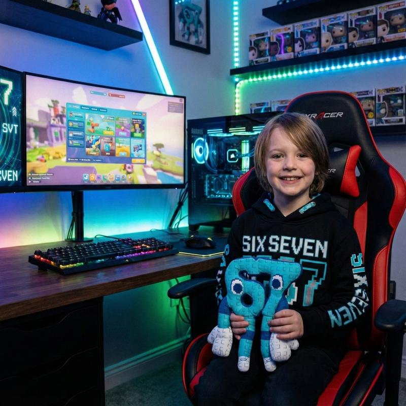 Trending Brainrot 67 Plush 9.8inches Six-Seven Meme Character, Soft Pixel Plush for Instagram, TikTok Collectors, Stuffed Animal