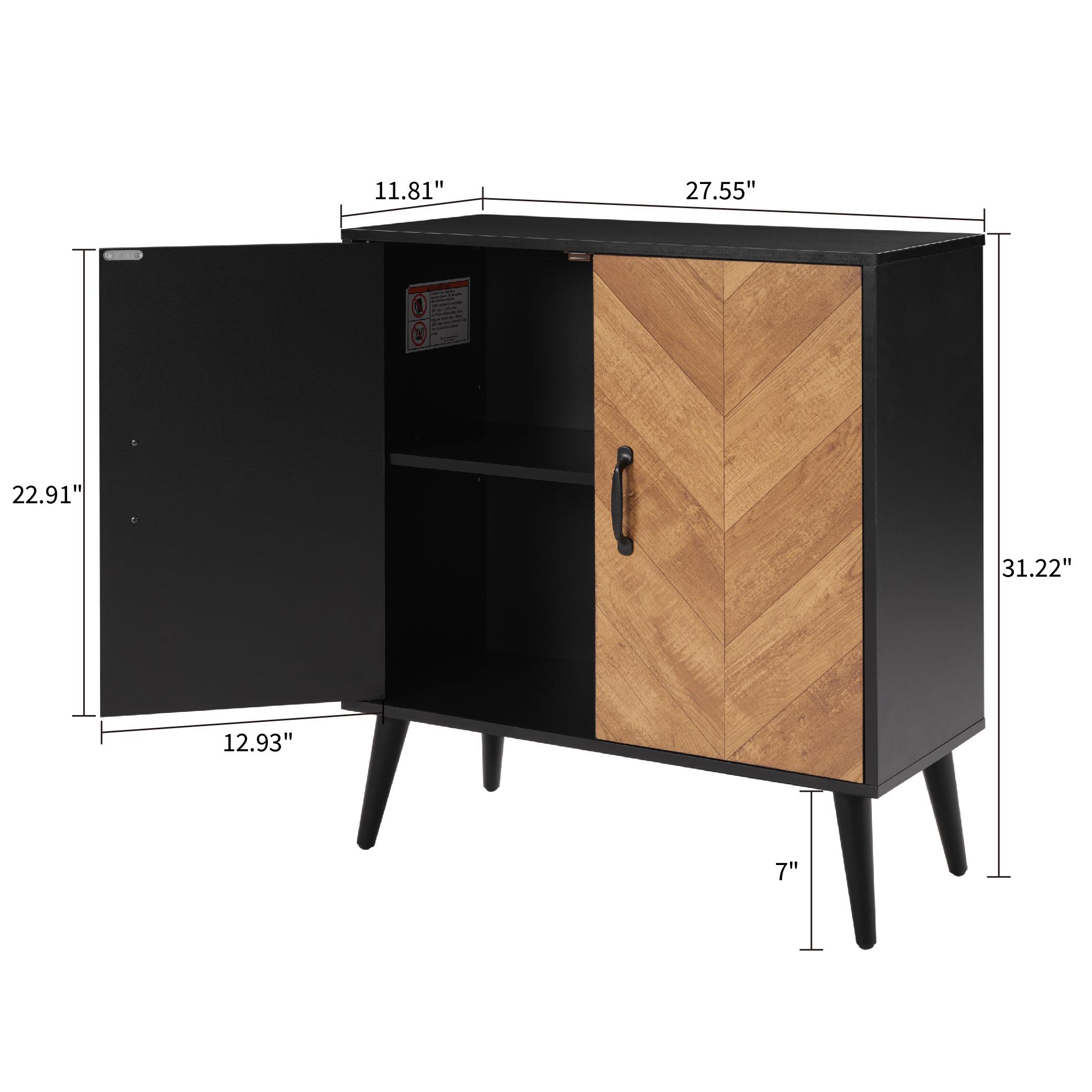 【TikTokShopBlackFriday】【Clearance】Storage Cabinet with Doors, Modern Buffet Sideboard with Adjustable Shelf, Wood Grain Accent Cabinet for Living Room, Kitchen, Dining Room, Entryway