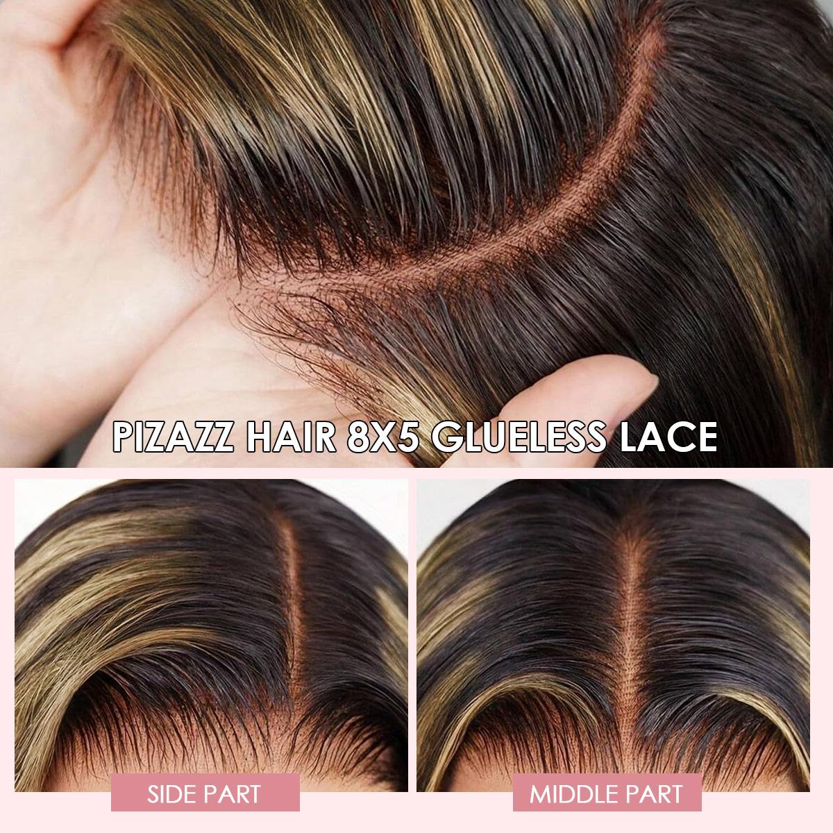 Pizazz hair 1B/27 Highlight Glueless HD Lace Front Wigs 8x5 Wear Go Glueless Transparent Lace Human Hair Wigs for Women