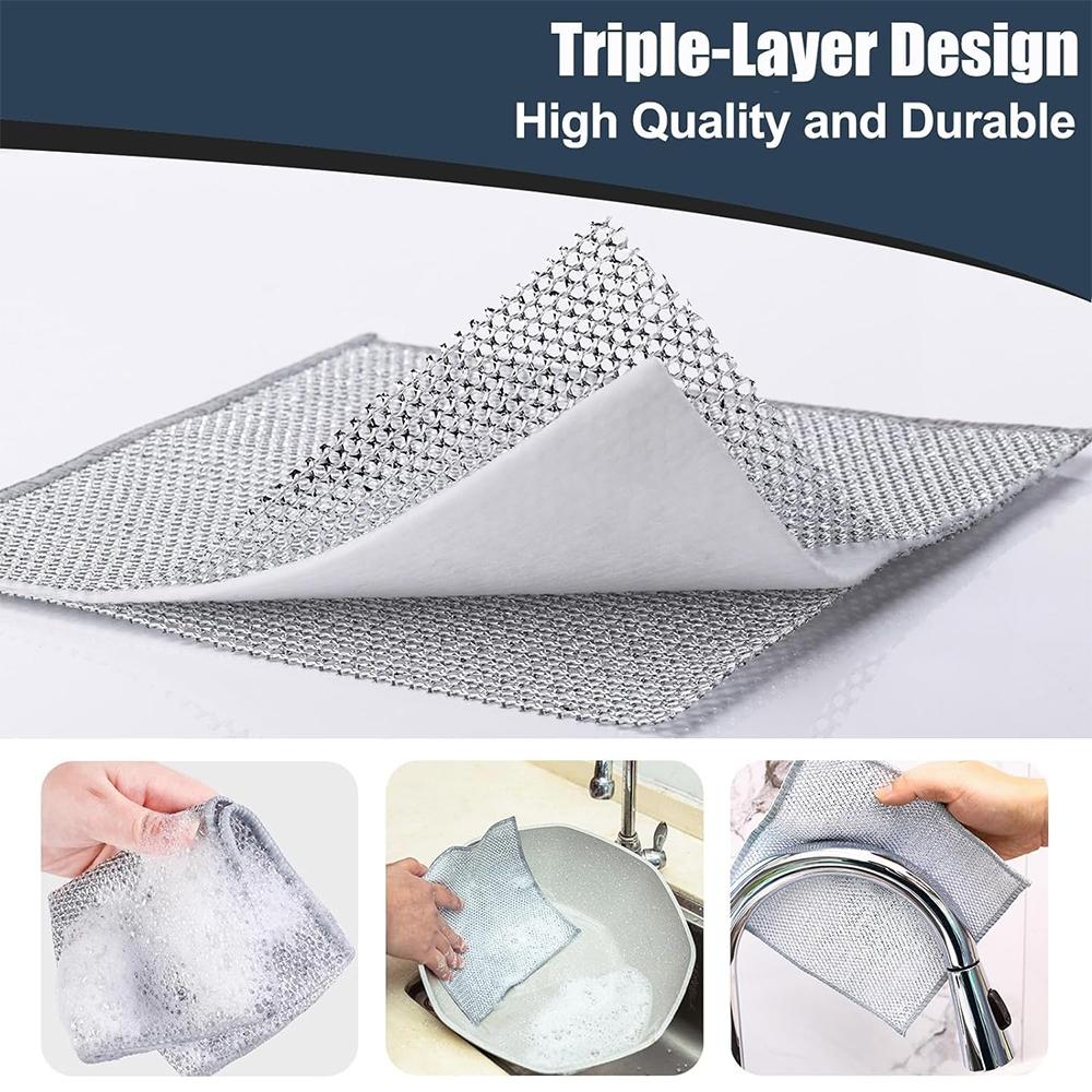 Stainless Steel Wire Dishcloth, 2/10/20pcs Durable Thick Cleaning Cloth Stainless Steel Rag, Multipurpose Dish Rags for Washing Dishes, Kitchen Cleaning Supplies