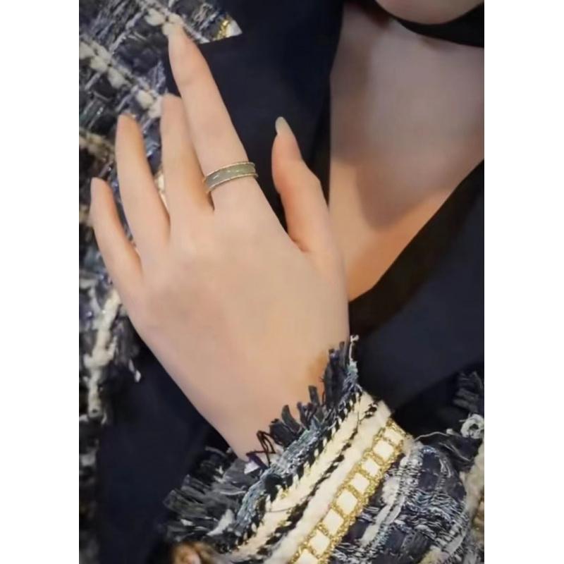 Natural Jadeite A-grade inlaid ring, new style blue water high ice jade ring, tail ring
