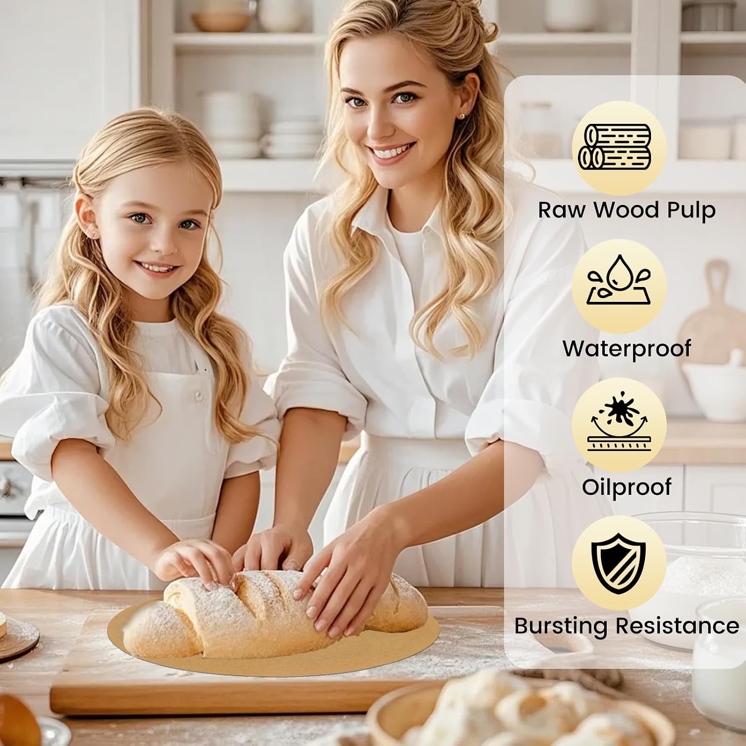 100 count 8 inch Unbleached  Paper Sheets Rounds, Heavy Duty  Paper for baking, Precut Brown Non-Stick liners for Cake Pan, Steaming, Air Fryer, Non-Stick Liners for Cooking