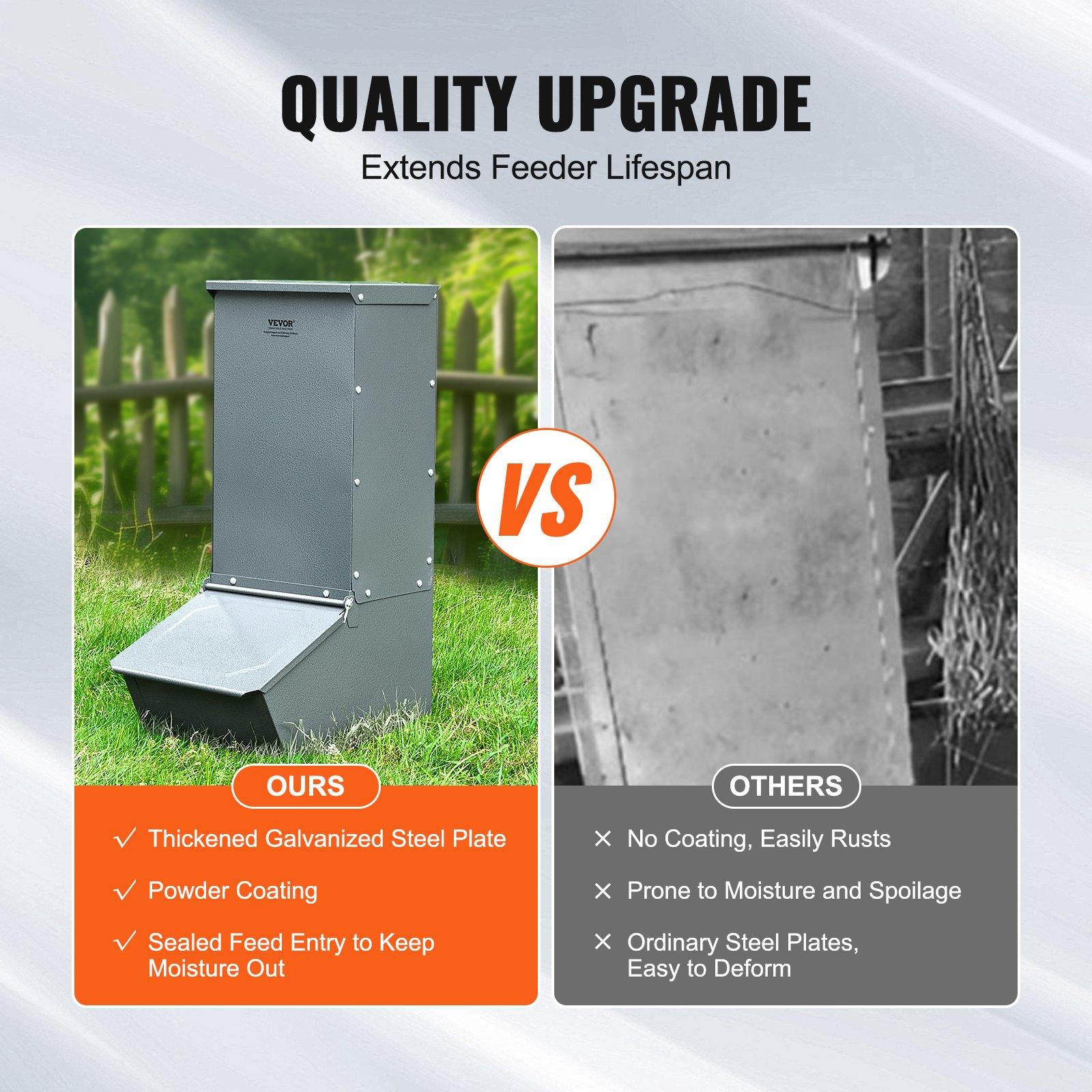 fathersdaygift VEVOR Hog Feeder, 2.2 Bushel Capacity, Single Door Pig Feeder, Heavy Duty Steel Piglets Feeder, Multipurpose Trough Creep Feeder, Outdoor Livestock Feeder Farm Accessory for Feeding up to 5 Hogs