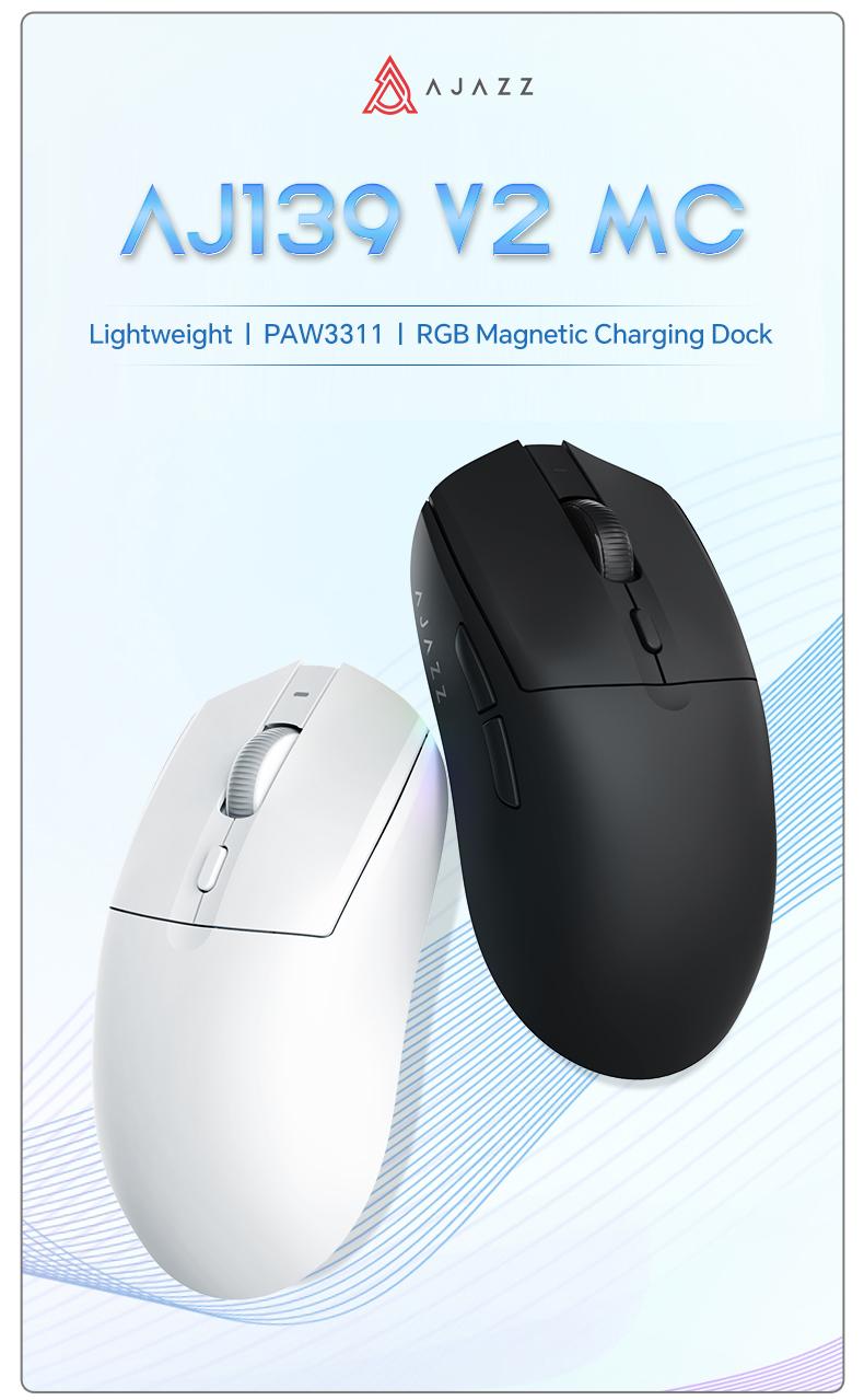[New Year Sale]AJAZZ AJ139 V2 MC Tri-Mode Connected Mouse, PAW3311 Sensor, 1000hz Return Rate, 500mAh Battery Lasting Life