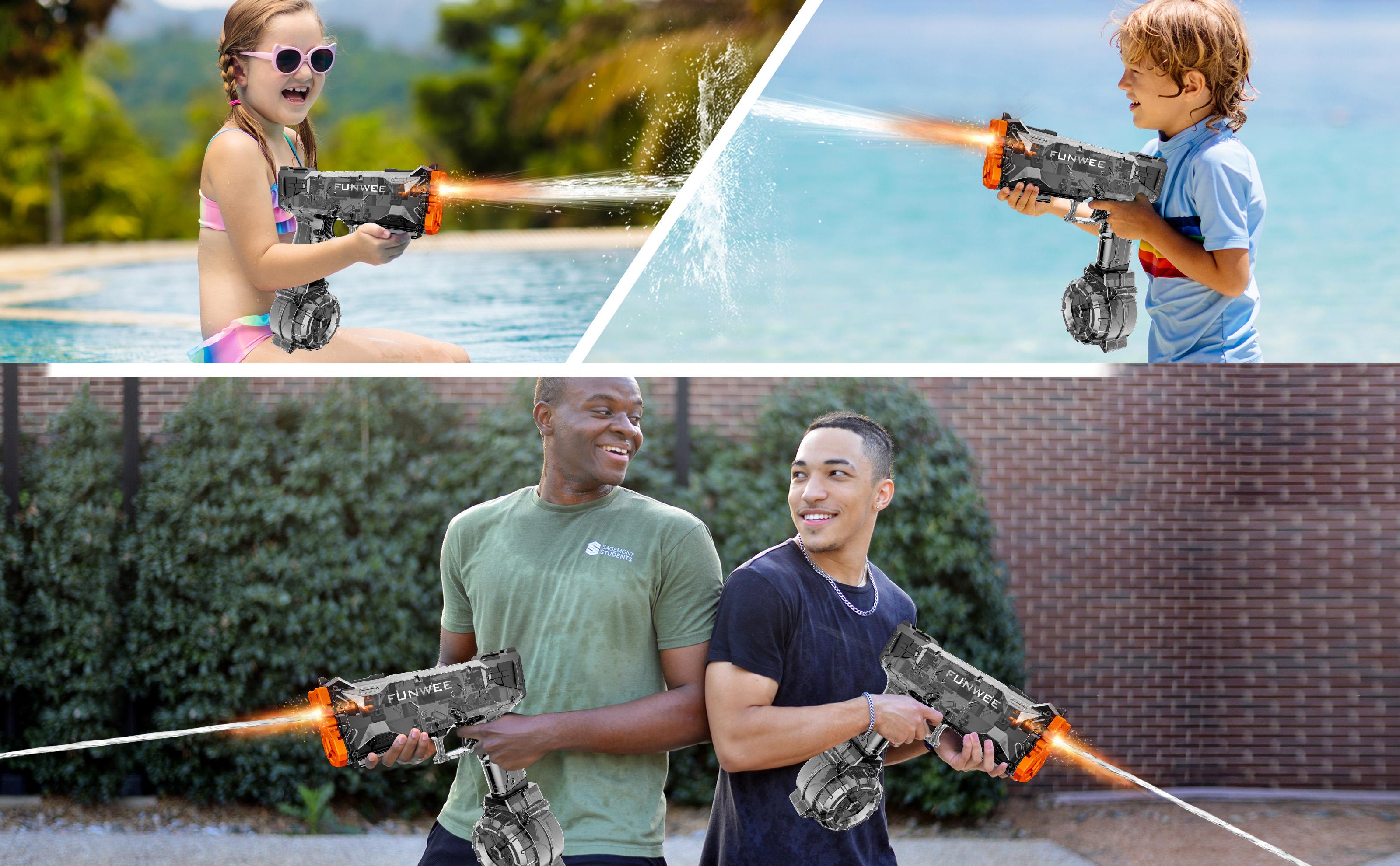 Electric Water Gun for Adult & Kid, Most Strongest Water Pistol Long Range 28-32 FT, Powerful High Powered Automatic Classic Squirt Gun Fully Auto Water Blaster, Swimming Pool Outdoor Toy Game Watergun Waterblaster Christmas Gift
