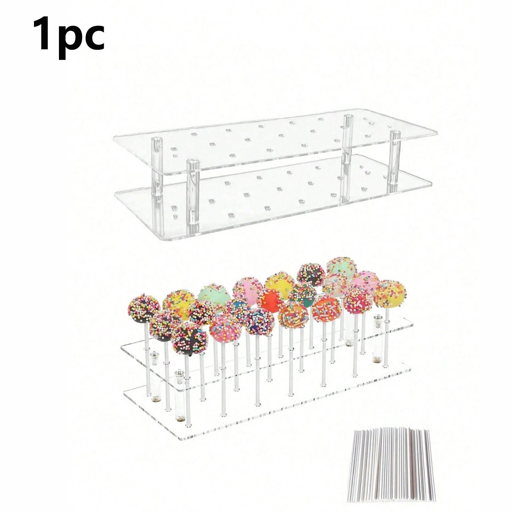 Acrylic 21-Hole Cake Lollipop Display Stand, Transparent Candy Rack for Wedding, Halloween, Christmas, Birthday Party Decorations