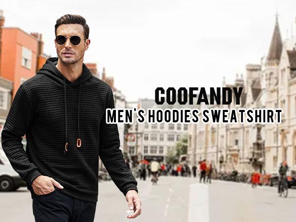 COOFANDY Mens Hooded Sweatshirt Casual Long Sleeve Drawstring Waffle Knit Pullover Hoodies LIVE  Clothes