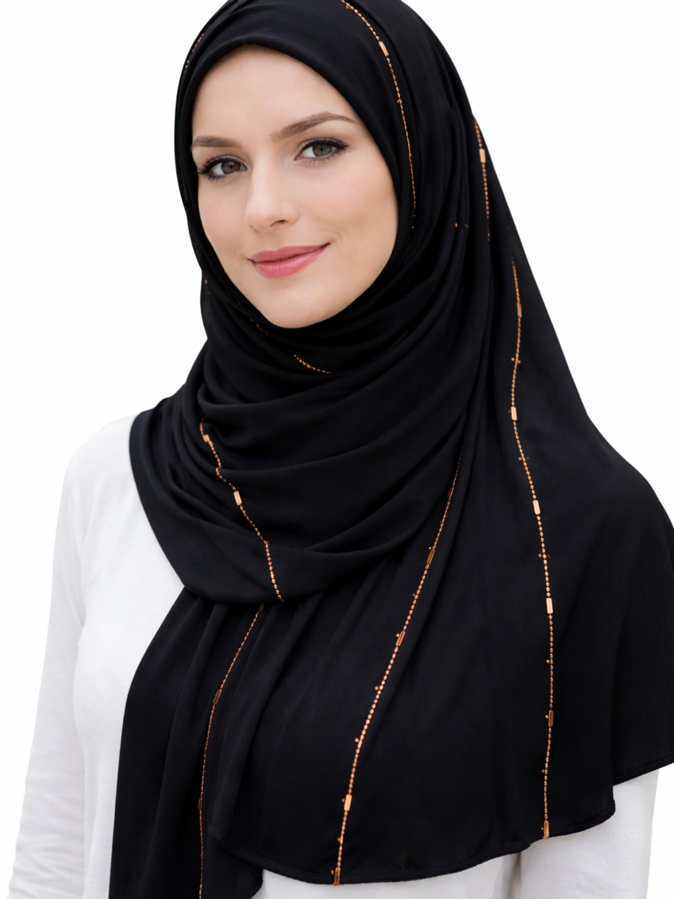 Elegant Beaded Muslim Women Headscarf Scarf, Soft Lightweight Summer Shawl for Prayer, Ramadan & Daily Wear, Stylish Hijab Accessory