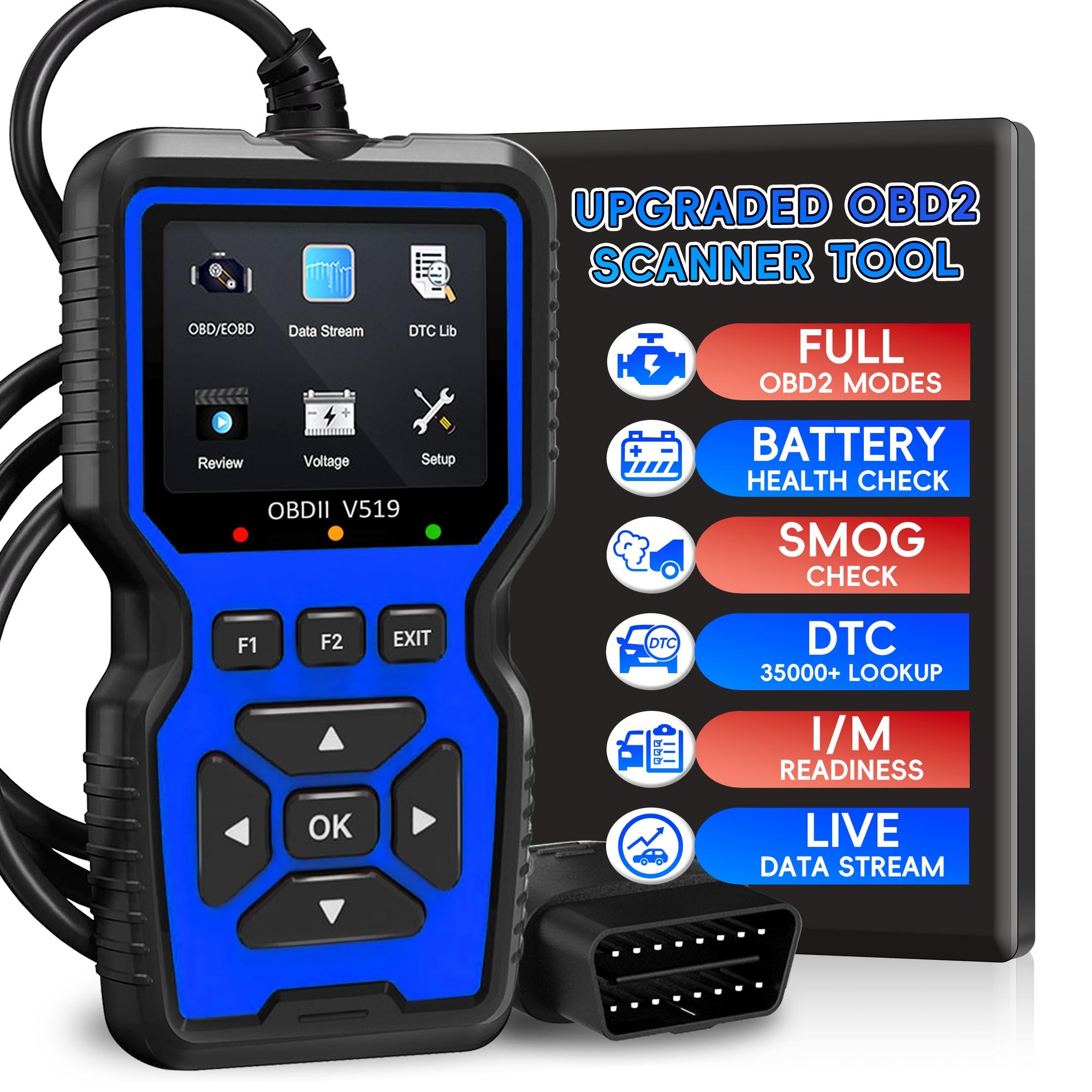 Enhanced Obd2 Scanner Diagnostic Tool, Engine Code Reader Reset, Smoke Check, Real-Time Data, Car Code Reader for All Obdii/eobd Vehicles, Automotive Scan Tool