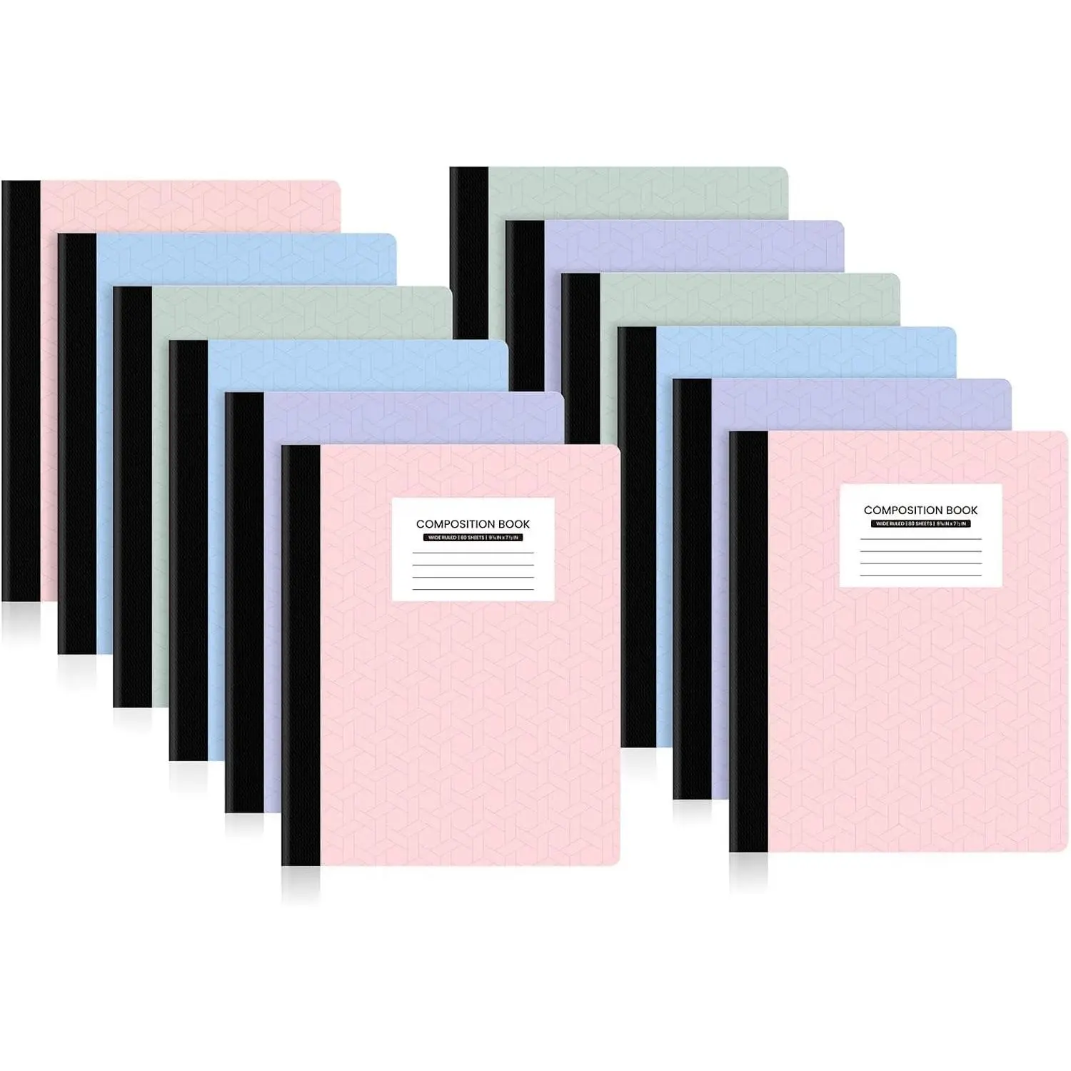 Composition Notebooks - Wide Ruled Paper, 4 Pack Composition Book, 9 3/4" x 7 1/2", 80 Sheets/160 Pages,  Morandi Colors, School & Office Supplies