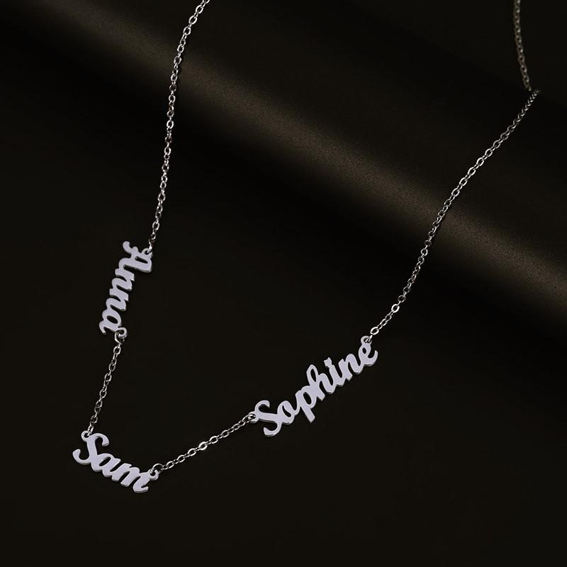 AS025 For Mother's Day Multiple Names Custom Cut Necklace Personalized Gift Stainless Steel Letter Necklace  Anniversary Valentine's Day