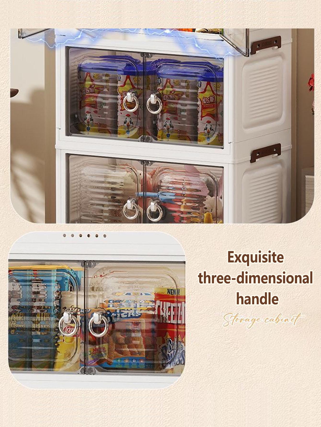 Foldable Storage Cabinet, Multi-Layer Home Bedroom Clothes Organizer, No Installation Living Room Plastic Shelf, Durable & Space-Saving Design, Drawers