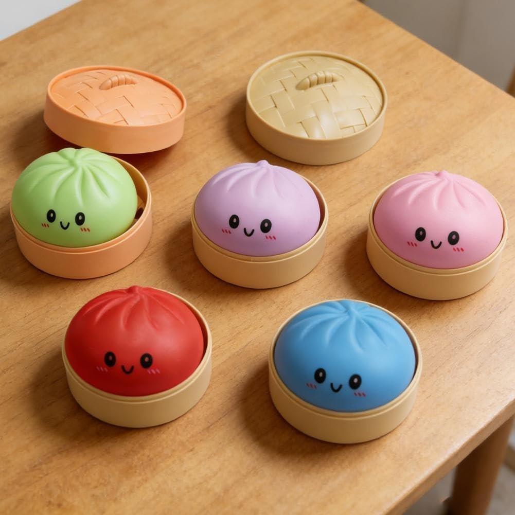 2-4 Pcs Smiley Dumpling Soft Set, Colorful Sensory Stress Relief Kit, Random Soft Gift Box, Party Favor and Collectible
