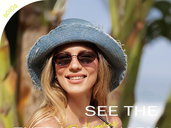 SOJOS Retro Trendy Oval Polarized Sunglasses for Women Men, 90s Vintage Circle Round Sunnies