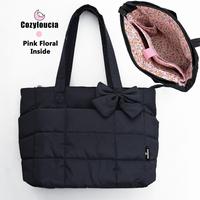 B-Black-Pink Floral -Bow