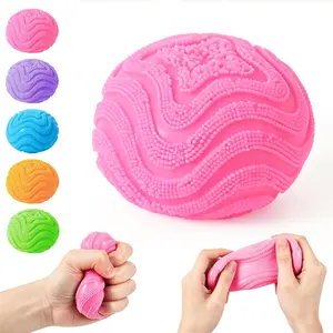 Fuzz Ball, Squishy Stress Ball, Soft Fidget Toy for Anxiety Relief, Fuzz Stress Ball, Sensory Squishy Ball Calming Tactile Grip for Focus & Relaxation (Pink)