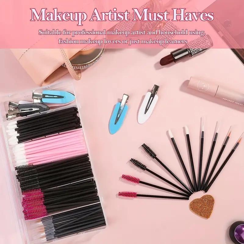 Makeup Application Kit with Mixing Palette Blender Triangle Powder Puff, Essential Makeup Tools Set, Includes Mascara Stick Lipstick Mini Brushes Eyeshadow Brush Hair Clips Storage Box, Makeup Cosmetic Storage, Makeup Organizer Pouch