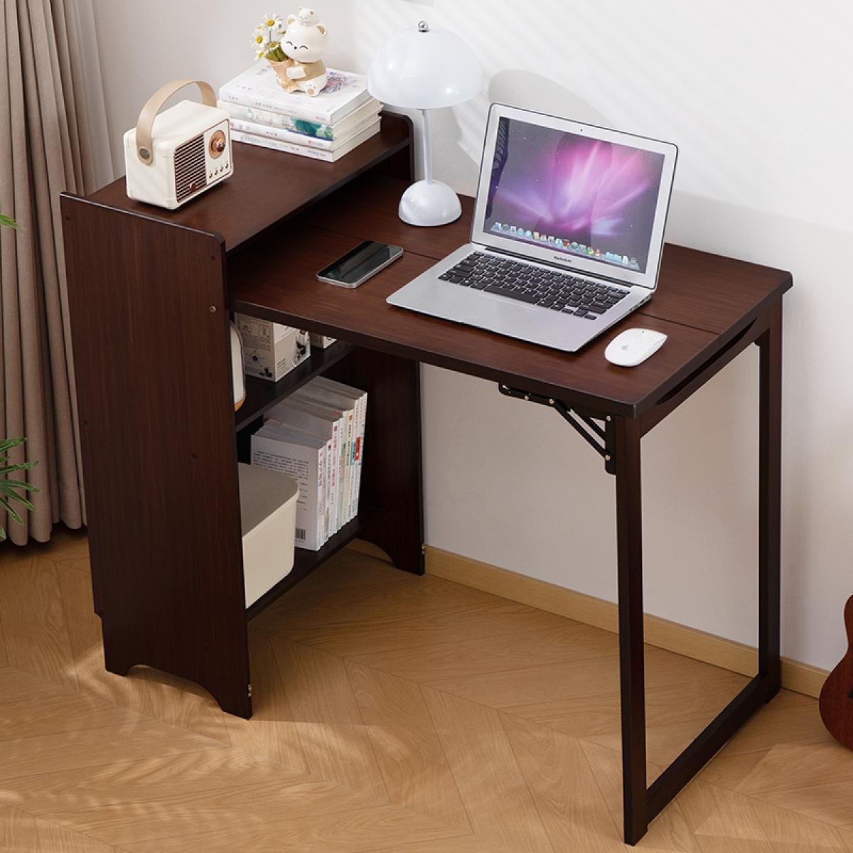 Bamboo Folding Desk, Foldable Desk for Small Space, Computer Desk with Hidden Storage, Mid Century Foldable Table for Home Office and Bedroom (Walnut Brown) Bamboo Folding Desk, Foldable Desk for Small Space, Computer Desk with Hidden Storage, Mid Century Foldable Table for Home Office and Bedroom (Walnut Brown)