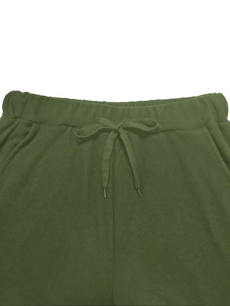 Women's Winter Casual Fitted Two-piece Set, Thick Warm Top & Pants for Home Wear, Simple Plain Design, Perfect for Cold Weather, Womenswear