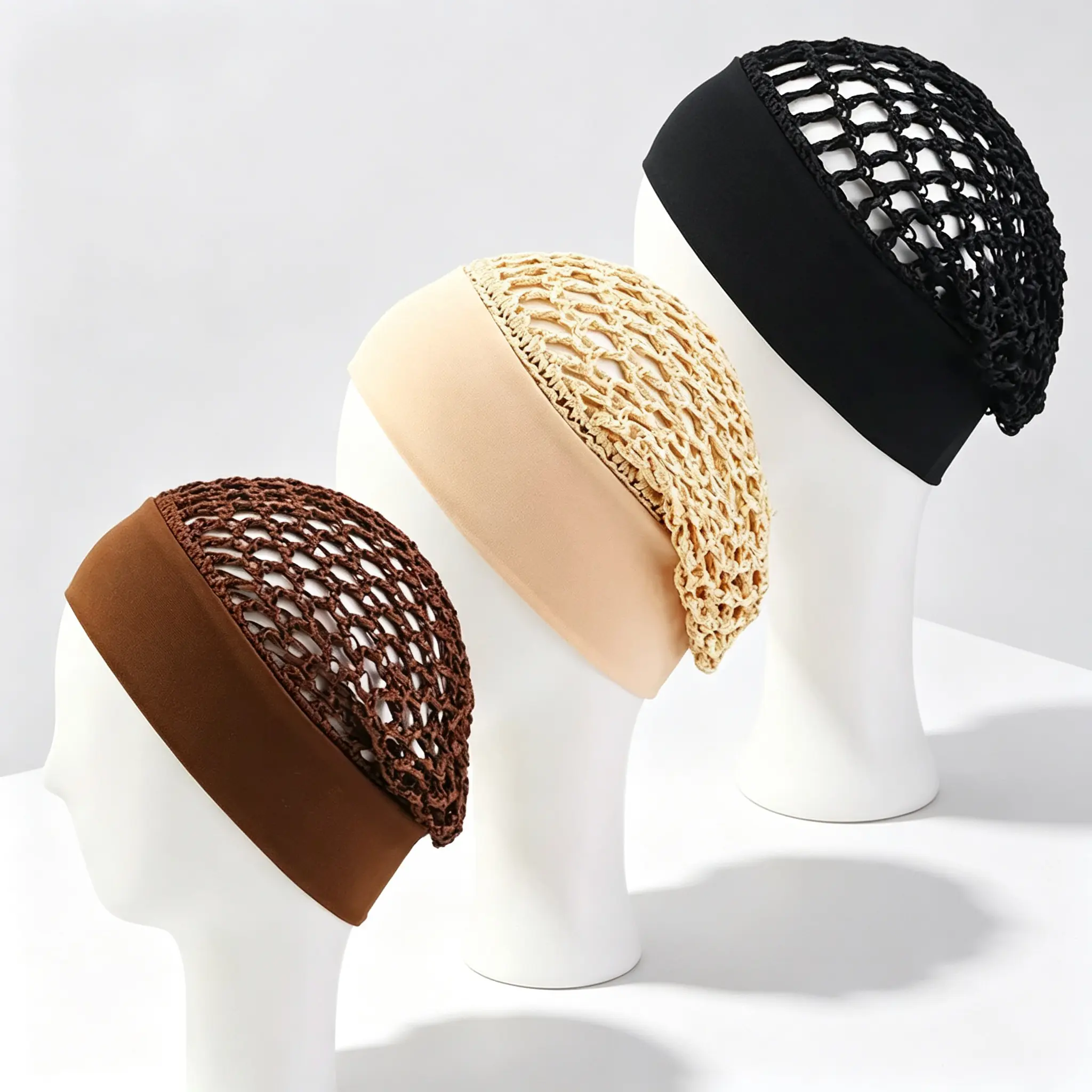 3-Piece Stretchy Wide-Edge Sleeping Cap Set, Soft Protection Bonnet For Nighttime Hair Care & Beauty (Shower Cap For Home Bathroom Use)