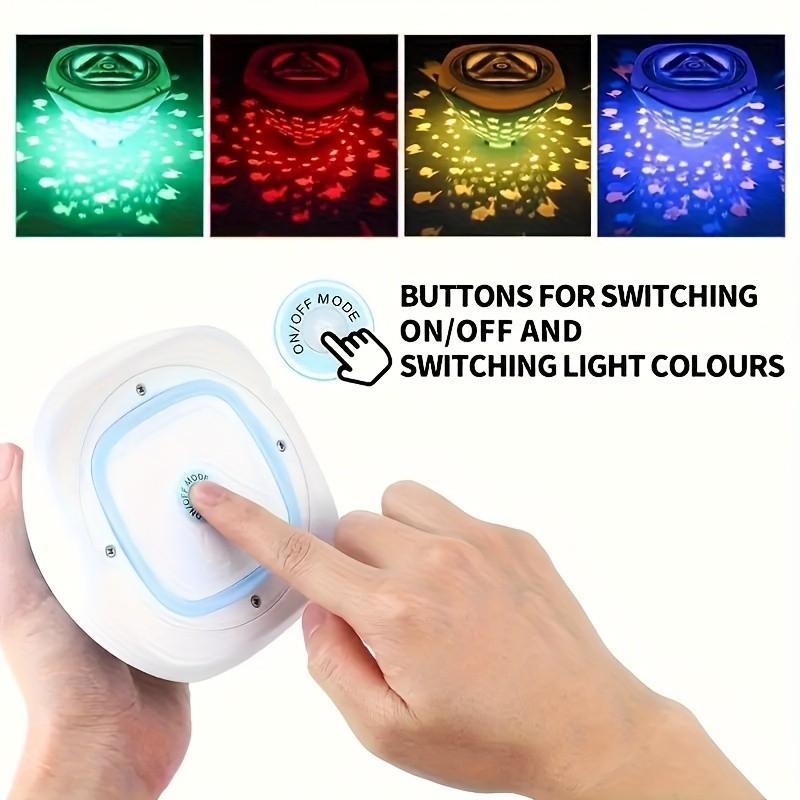 Kolzp LED Floating Fish Projector Light, Ip67 Waterproof Multicolor Underwater Fountain Light, AAA Battery Powered, Pool Party Decor, Decorative Lights