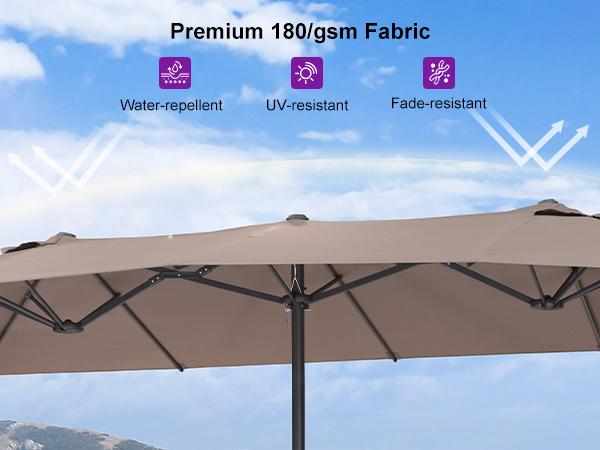 PURPLE LEAF 14 ft Double-Sided Outdoor Market Table Umbrella with Base for Pool PURPLE LEAF 14 ft Double-Sided Outdoor Market Table Umbrella with Base for Pool