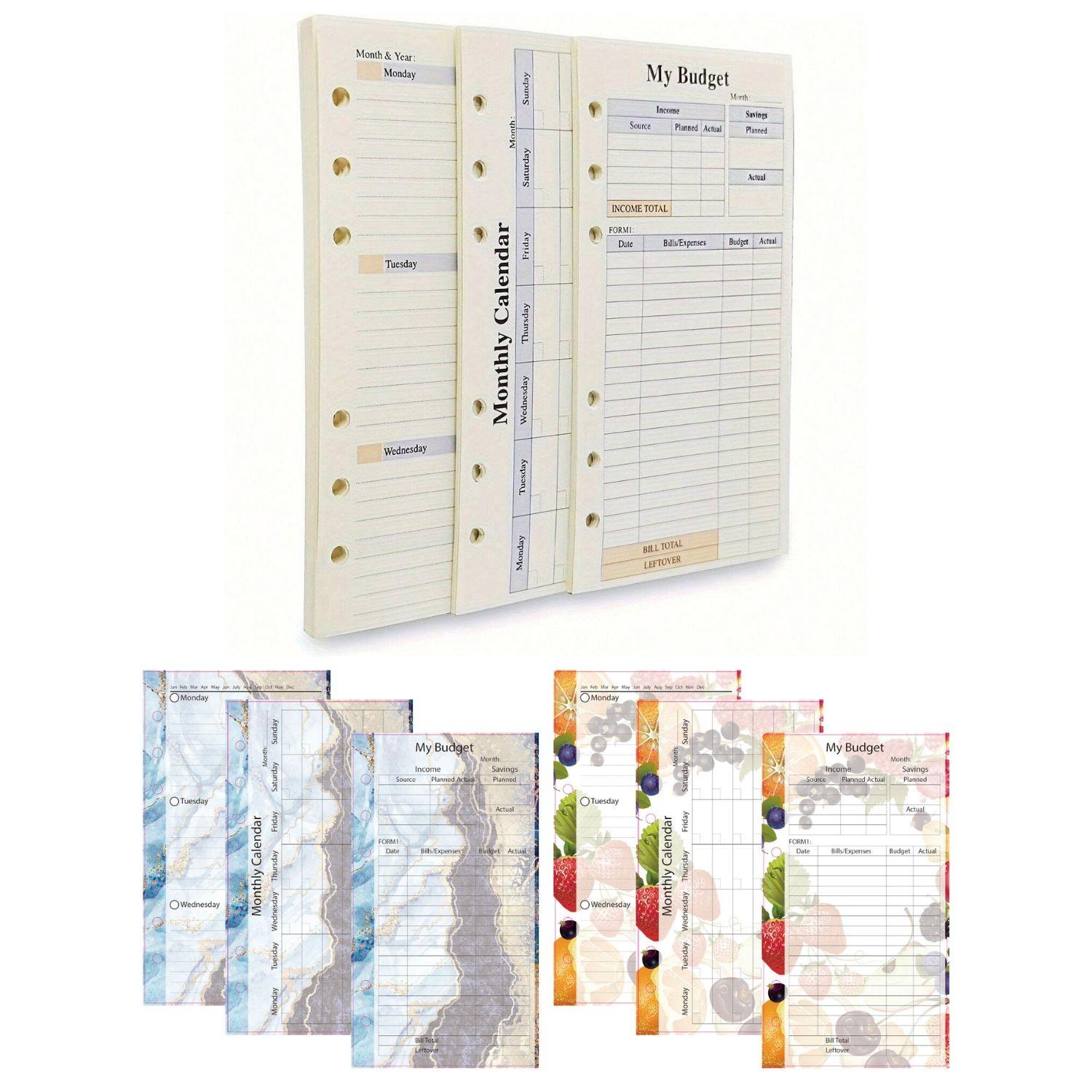 82pcs Budget Planner Refill Weekly Monthly Inserts 6 Hole Personal Size A6 6.75"x3.75" Budget Binder Refill Cash Envelope System Wallet Money Envelope Budget Sheets Expense Tracker Finance Planner Savings Organizer Bill Tracker Budgeting Notebook