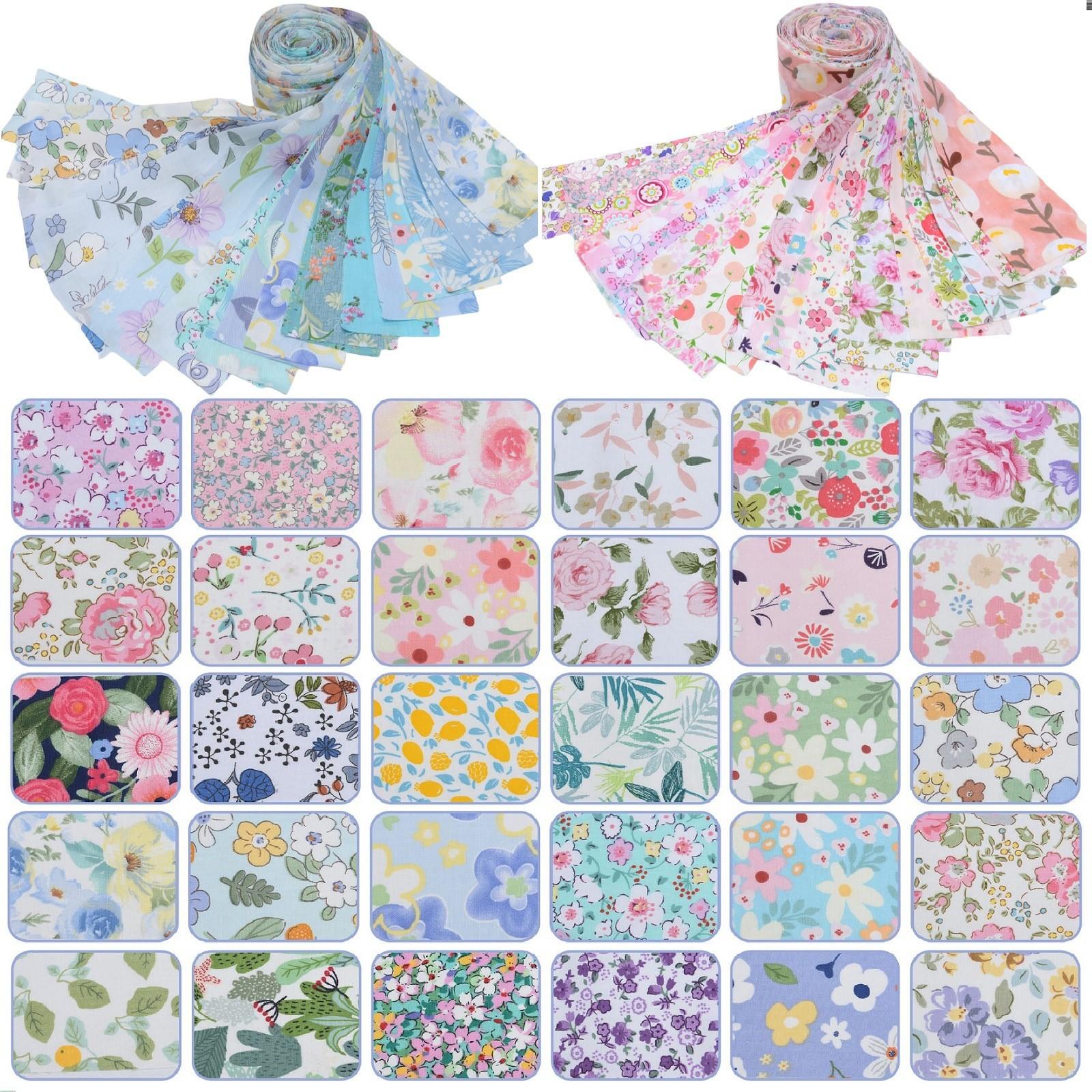 40pcs Floral Fabric Kit, DIY Quilt Making, Pre-Cut Sewing Materials, 6.5cm*50cm, Handmade Craft Supplies, Sewing Tools