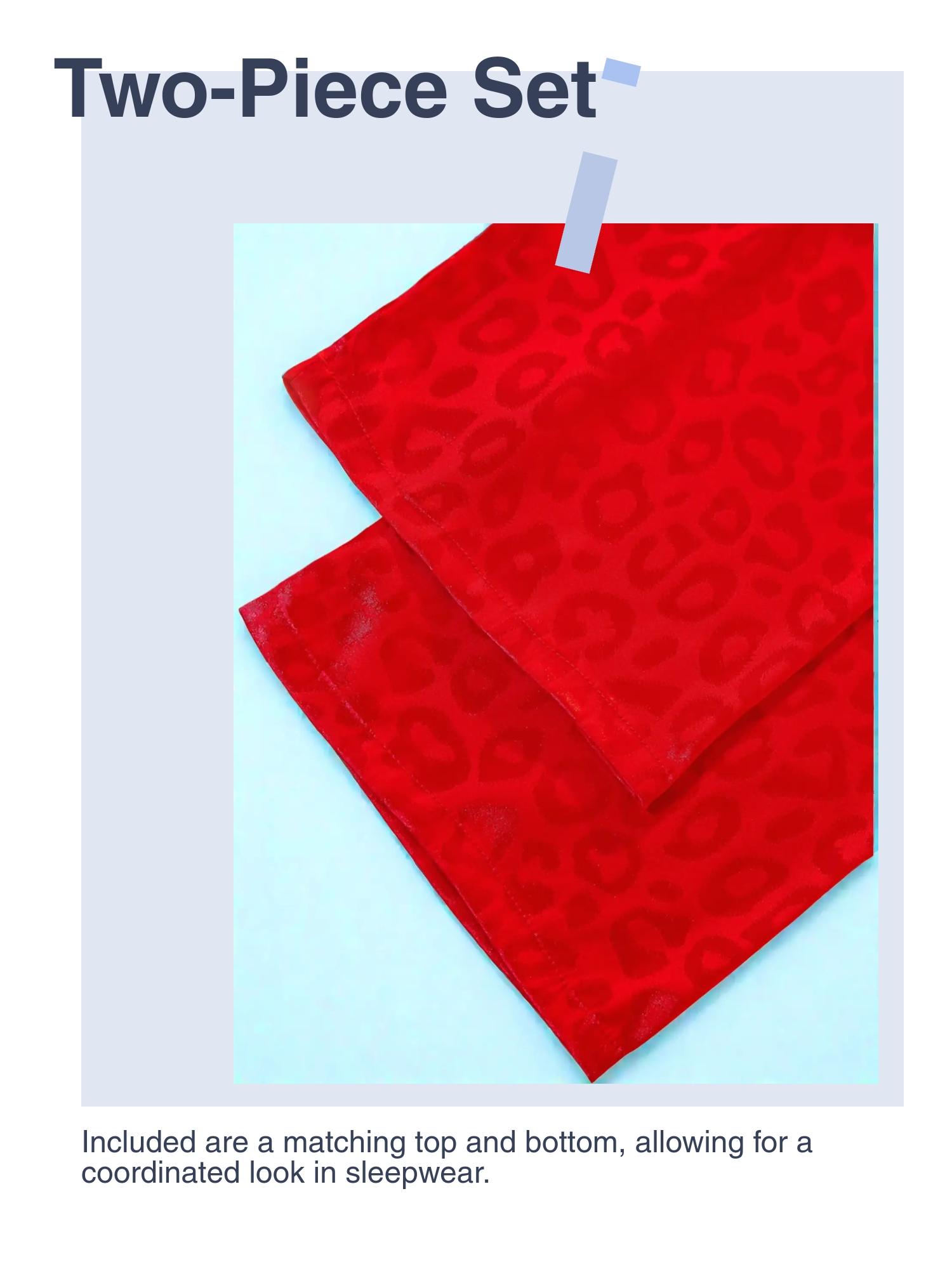 Valentine's Day 2-Piece Set, Women's Embroidered Round Neck Pajamas, Comfortable Sleepwear for Vacation & Casual Wear, Fashion Nightwear Gift