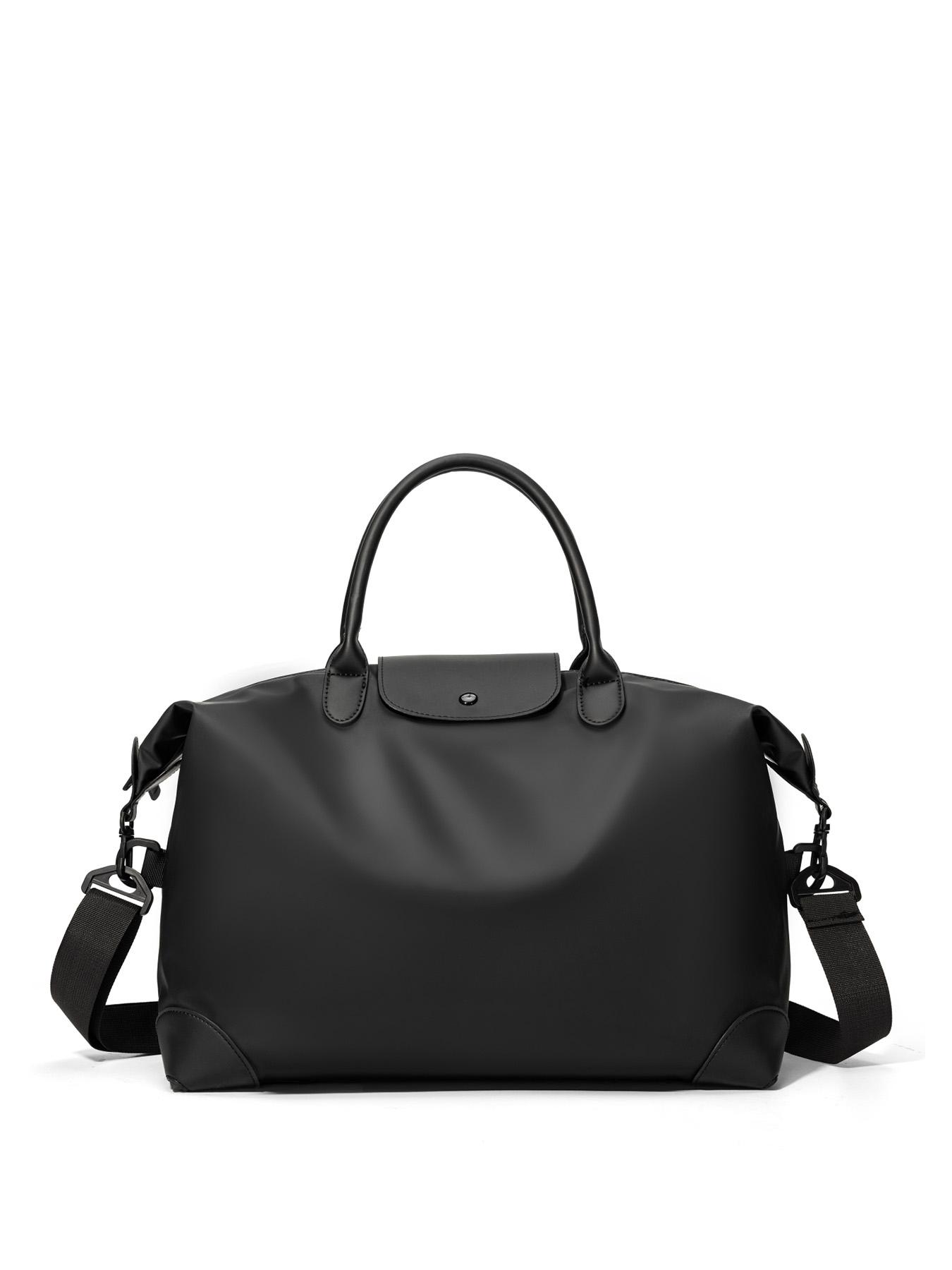 Men's travel tote bag, solid color handbag, zipper closure, fashionable and versatile, casual and simple, suitable for college students, school, business trips, travel, fitness, large capacity men's travel bag, Shoulder Totes