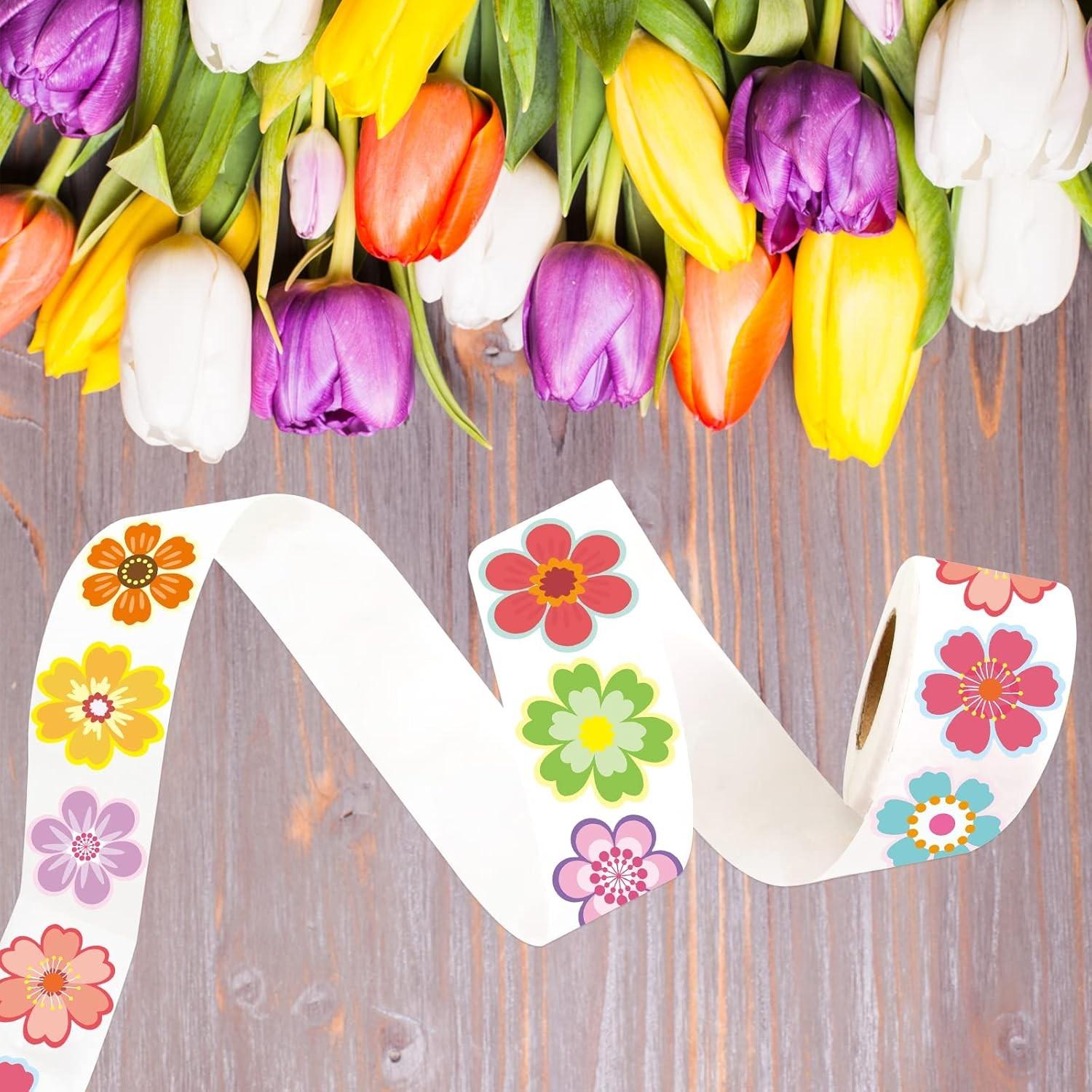 500Pcs Floral Roll Stickers, Waterproof Self-Adhesive, Ideal for Classroom Rewards, Gift Wrapping, Greeting Cards, Envelopes, Invitations, DIY Projects & Party Decorations