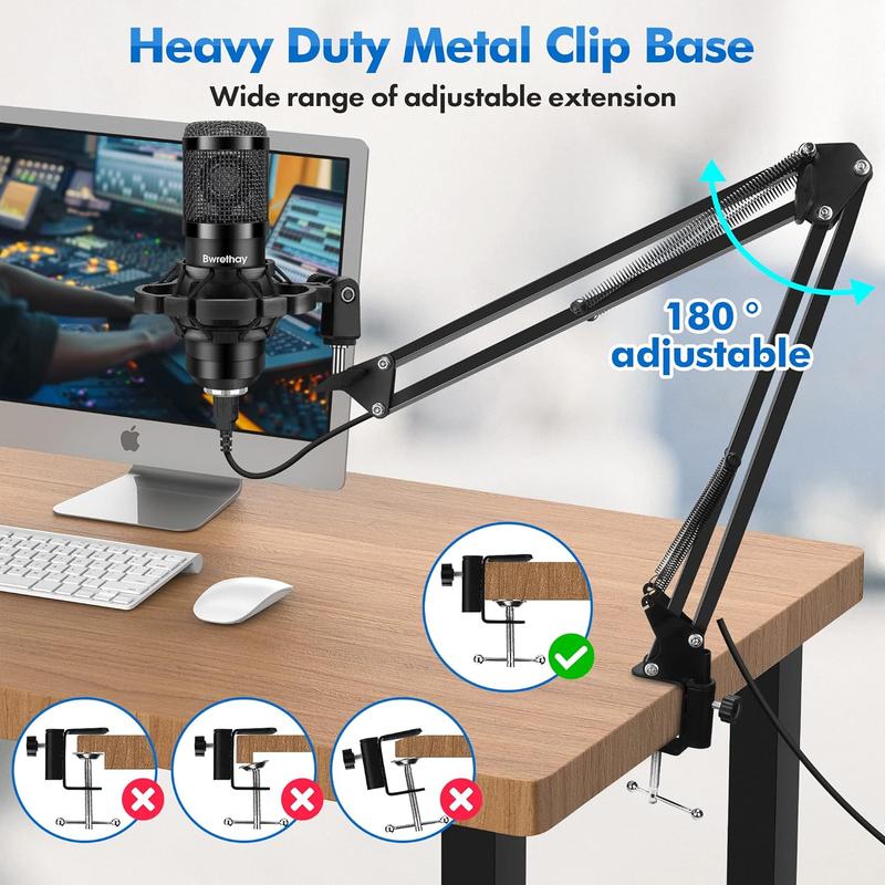 USB Gaming Microphone PC,Professional Cardioid 192kHz/24Bit Plug & Play Mic Recording Microphone Kit with Advanced Chipset,for Streaming, Podcast, Studio and Singing