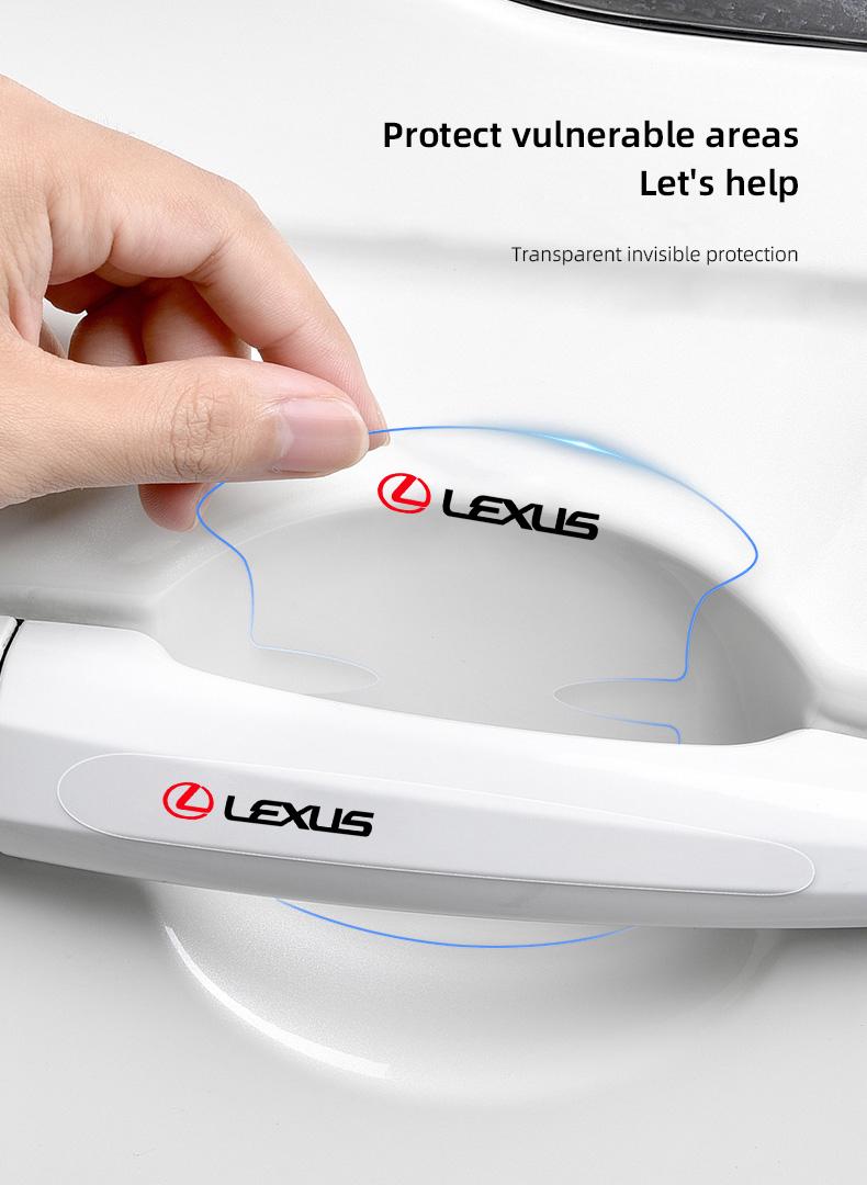 8Pcs Transparent Car Emblem Door Handle Protector Stickers Protection Film Accessories For Lexus IS500 LS460 RC200 LM300 RX450 LX NX350h LC UX CT RZ450e RC300 GX400 GS200t GS300h LS600 RX300 TX LBX HS250