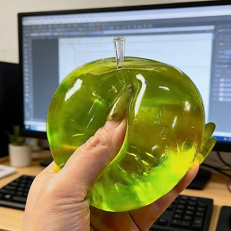 Apple Squeeze Toy, Slow Bounce Malt Ball Stress Relief Fidgeting Hand Gripper, Unisex Relaxing Plaything, No Battery Needed, Ca Prop 65 Compliant