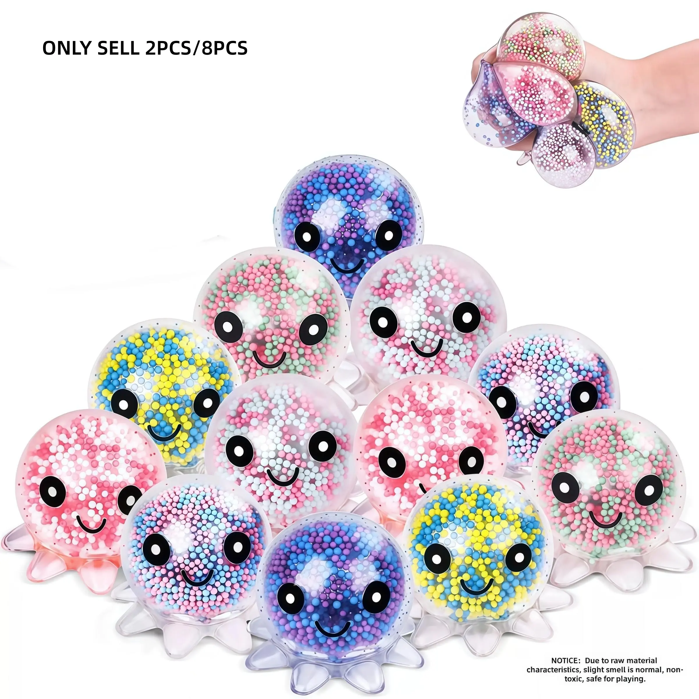 Viral Colorful  Octopus Squishy Fidget Toy, 2/8 Pcs Soft Slow Rebound Sensory Fidget Ball, Stress Relief Toy for Office Adults, Anti-Distraction Toy for Kids, Classroom Rewards, Birthday Graduation Party Favors, Goodie Bag Fillers, Random Colors#fidgettoy