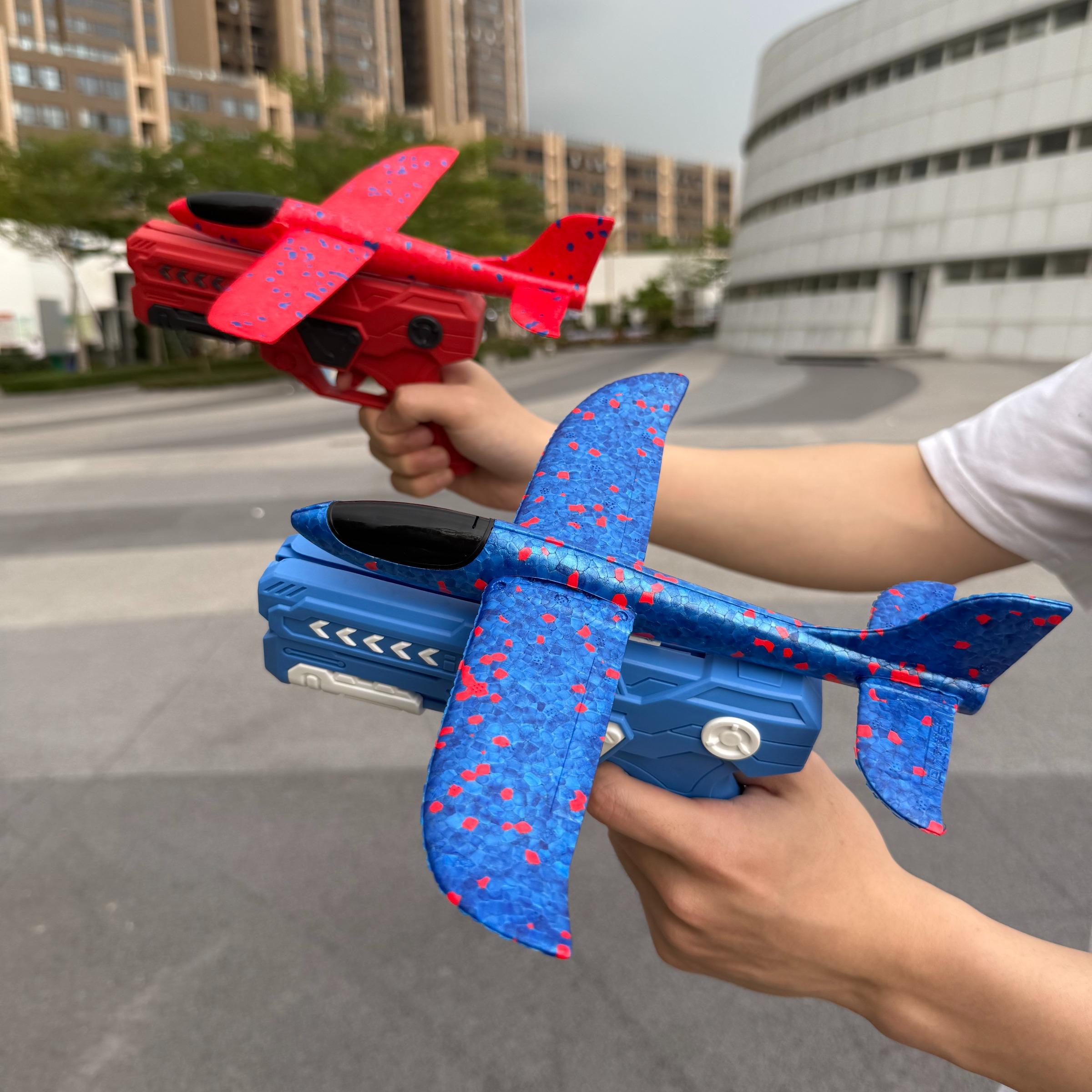 Durable Foam Plane Flying Toy Set - 1-Touch Launch Glider Model Aircraft, Unisex Toy for Kids Ages 3-9, Outdoor Play, Parent-Child Interactive Game, Holiday Gift, One-Touch Launch
