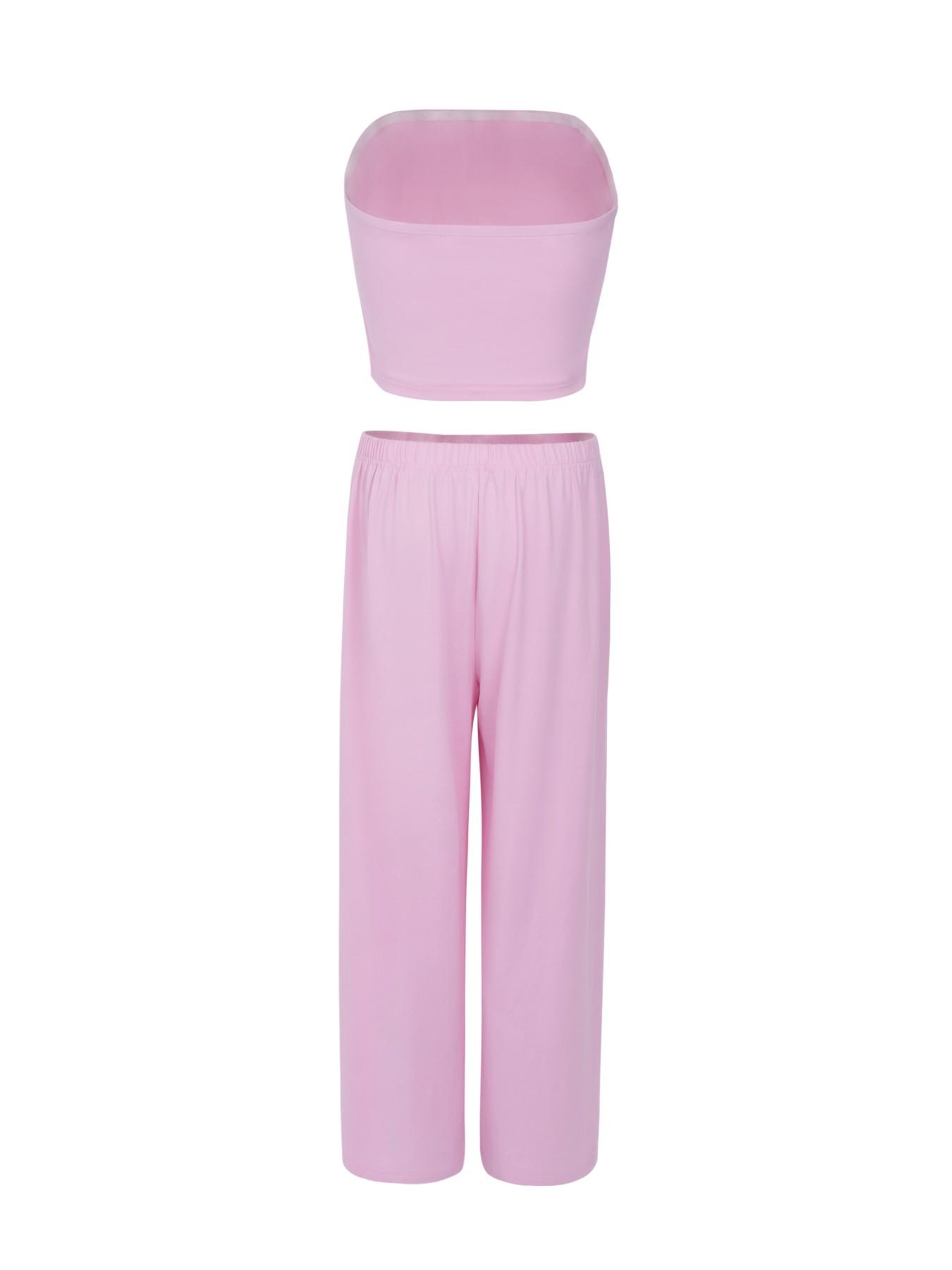 Elegant Two-Piece, Strapless Top & Wide-Leg Trousers, Lightweight & Breathable, Perfect for Spring & Summer Wear