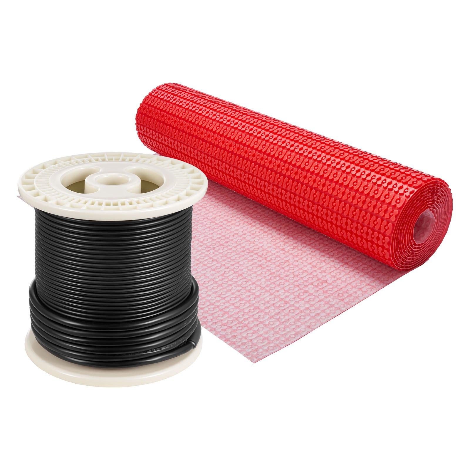 VEVOR 60 sqft Floor Heating Mat System, 120V Electric Radiant Heated Floor System, with Decoupling Membrane Smart Control Thermostat Alarm, Easy Installation for Tile, Stone, Vinyl