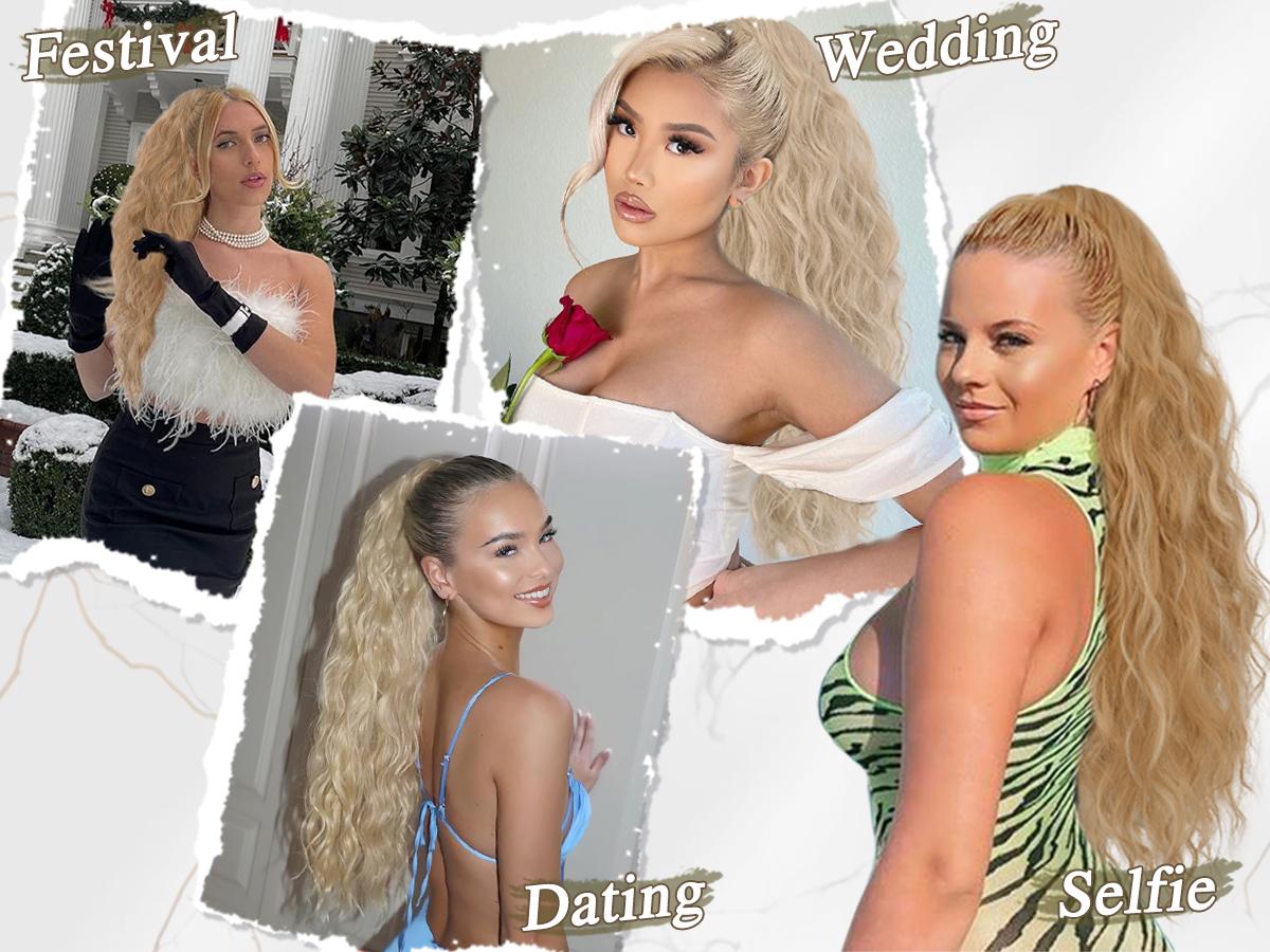 BARSDAR Ponytail Extensions - 26 Inch Drawstring Ponytail Hair Extensions for Women - Long Curly Wavy Synthetic Clip in Fake Pony Tails Hairpieces